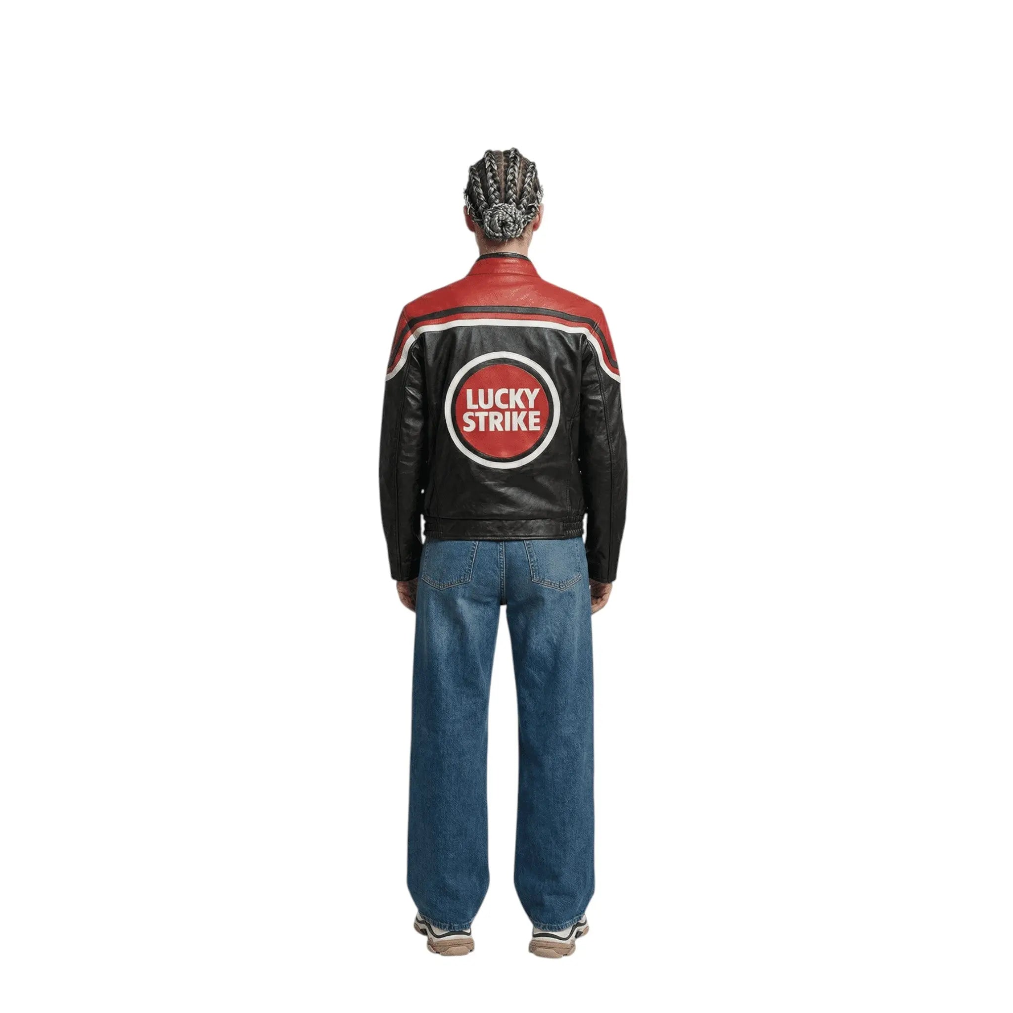Lucky Strike Vintage Racing Leather Jacket - Red & Black Edition image 4