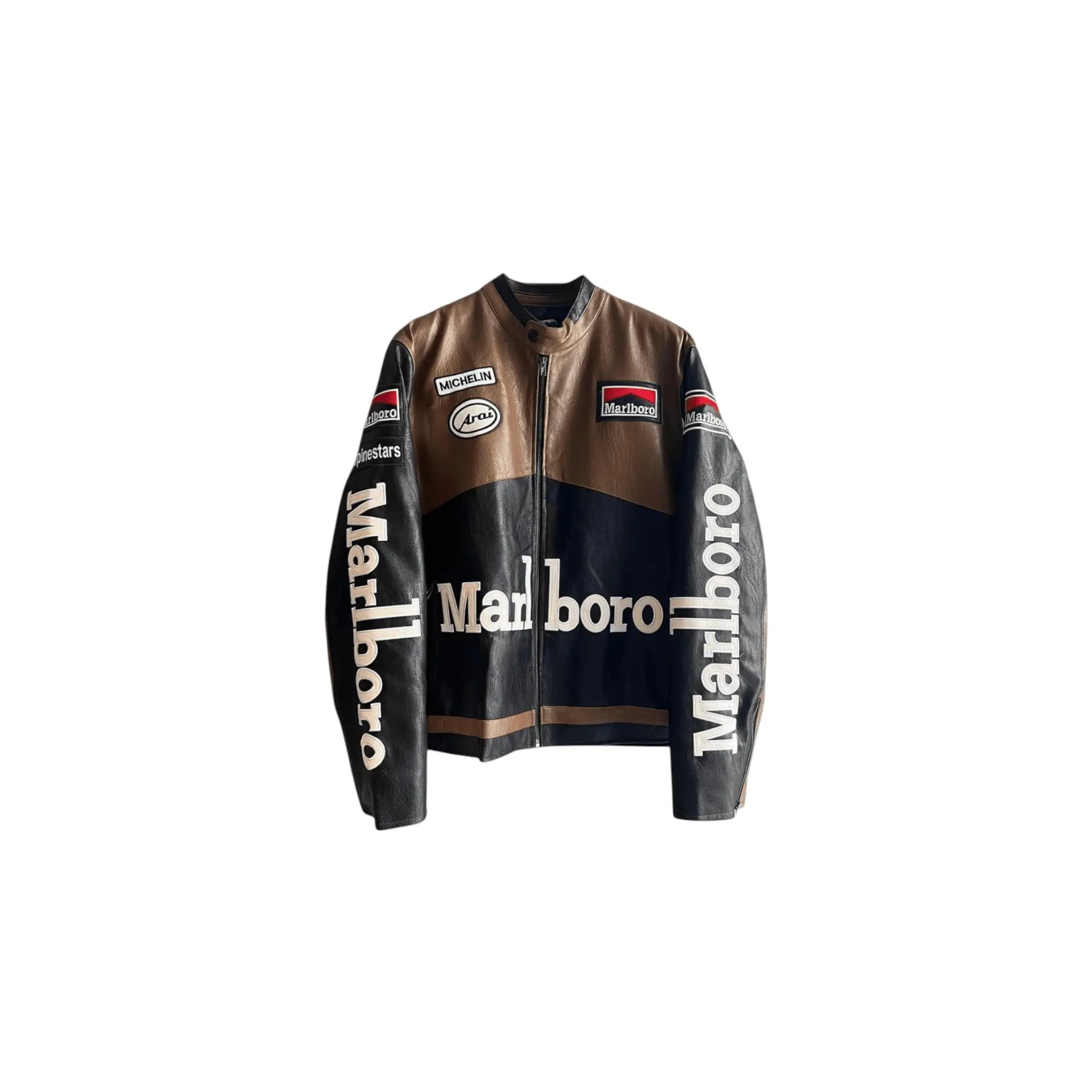 Marlboro Vintage Racing Leather Jacket – Brown & Black Edition image 1
