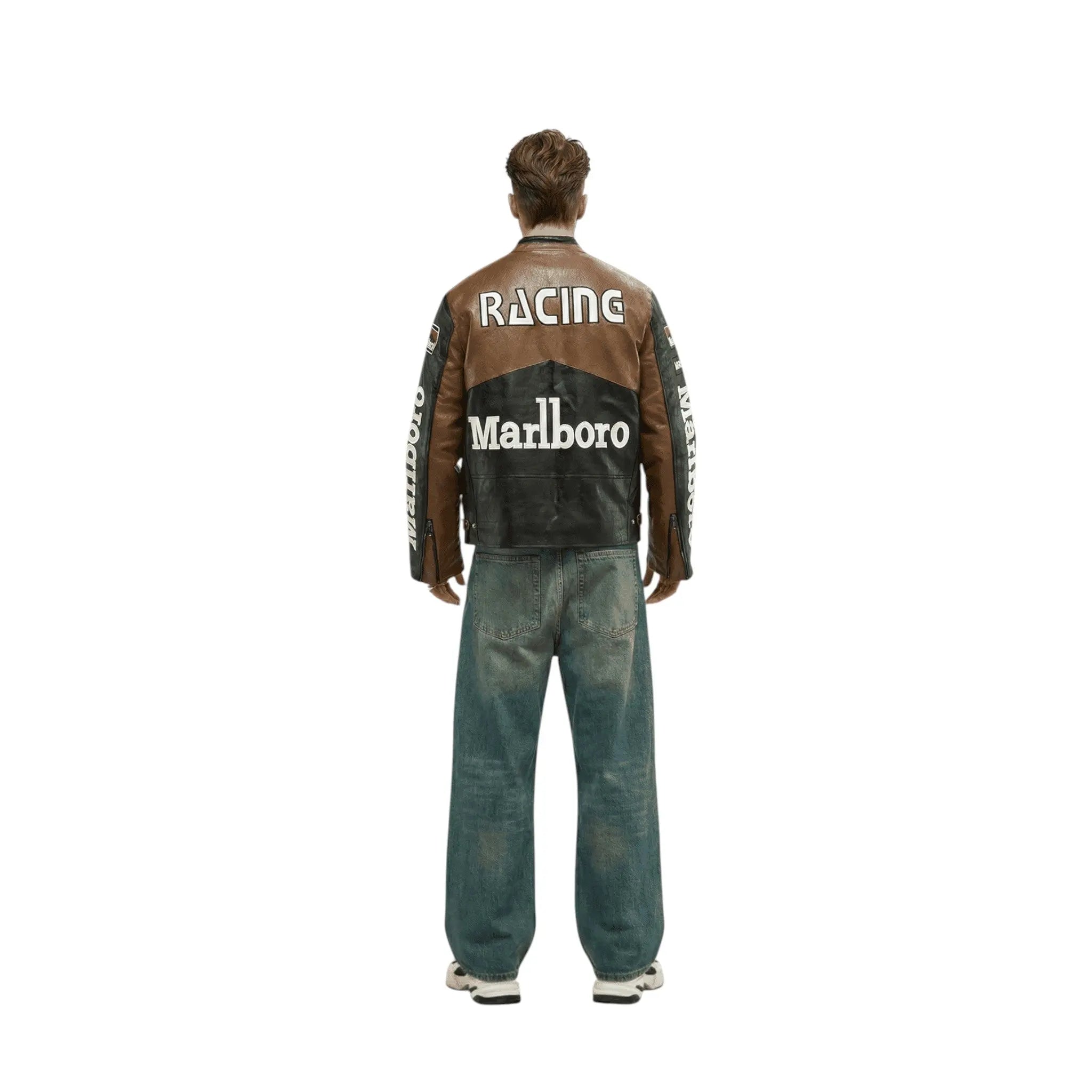 Marlboro Vintage Racing Leather Jacket – Brown & Black Edition image 5