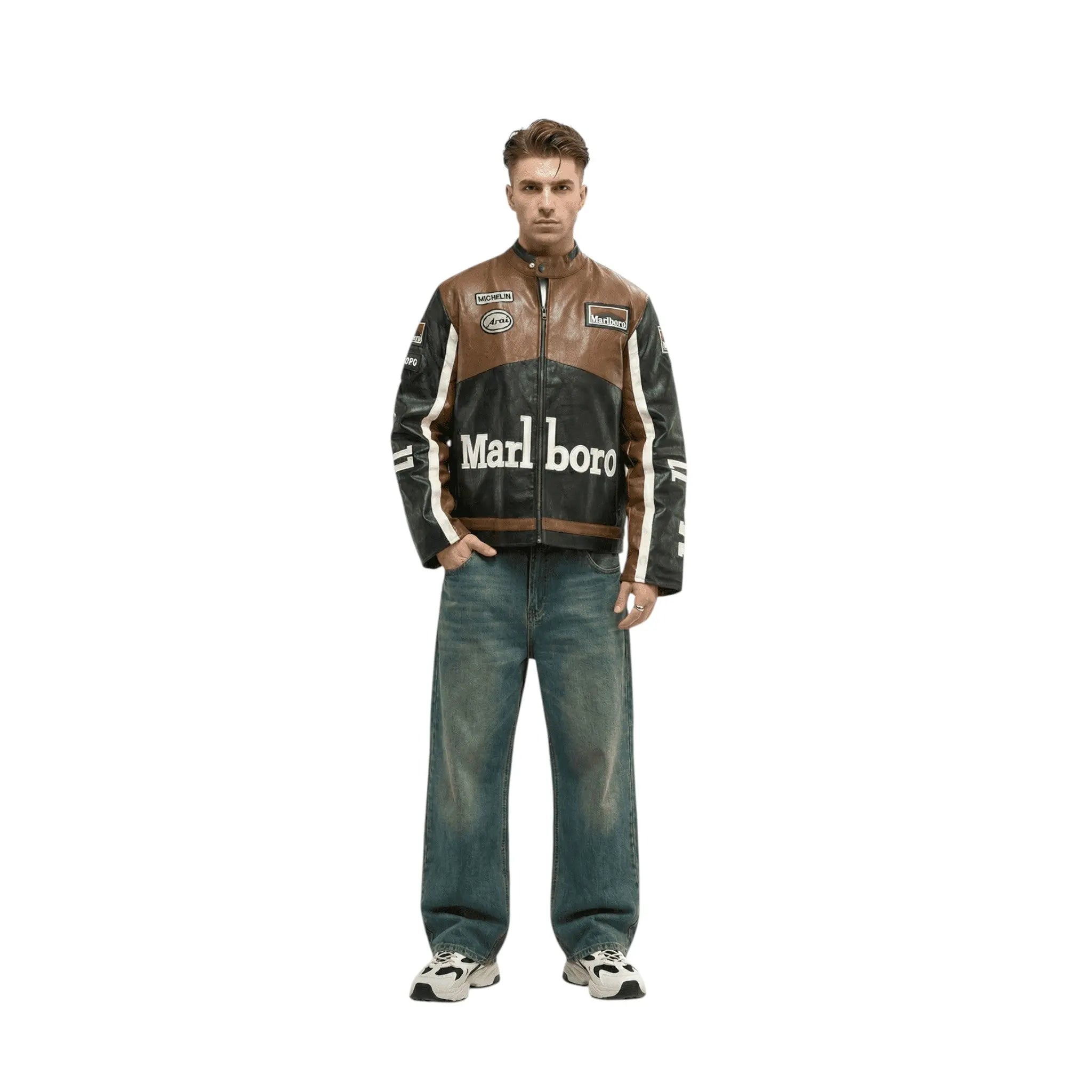 Marlboro Vintage Racing Leather Jacket – Brown & Black Edition image 6