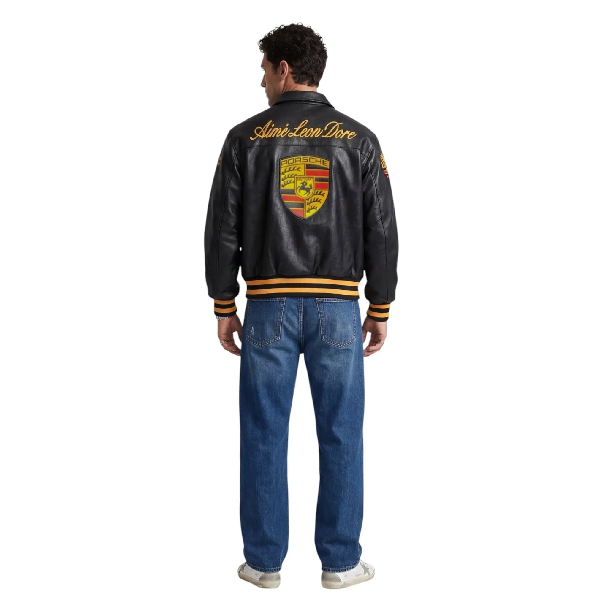 Porsche Vintage Leather Bomber Jacket – Black Edition image 5