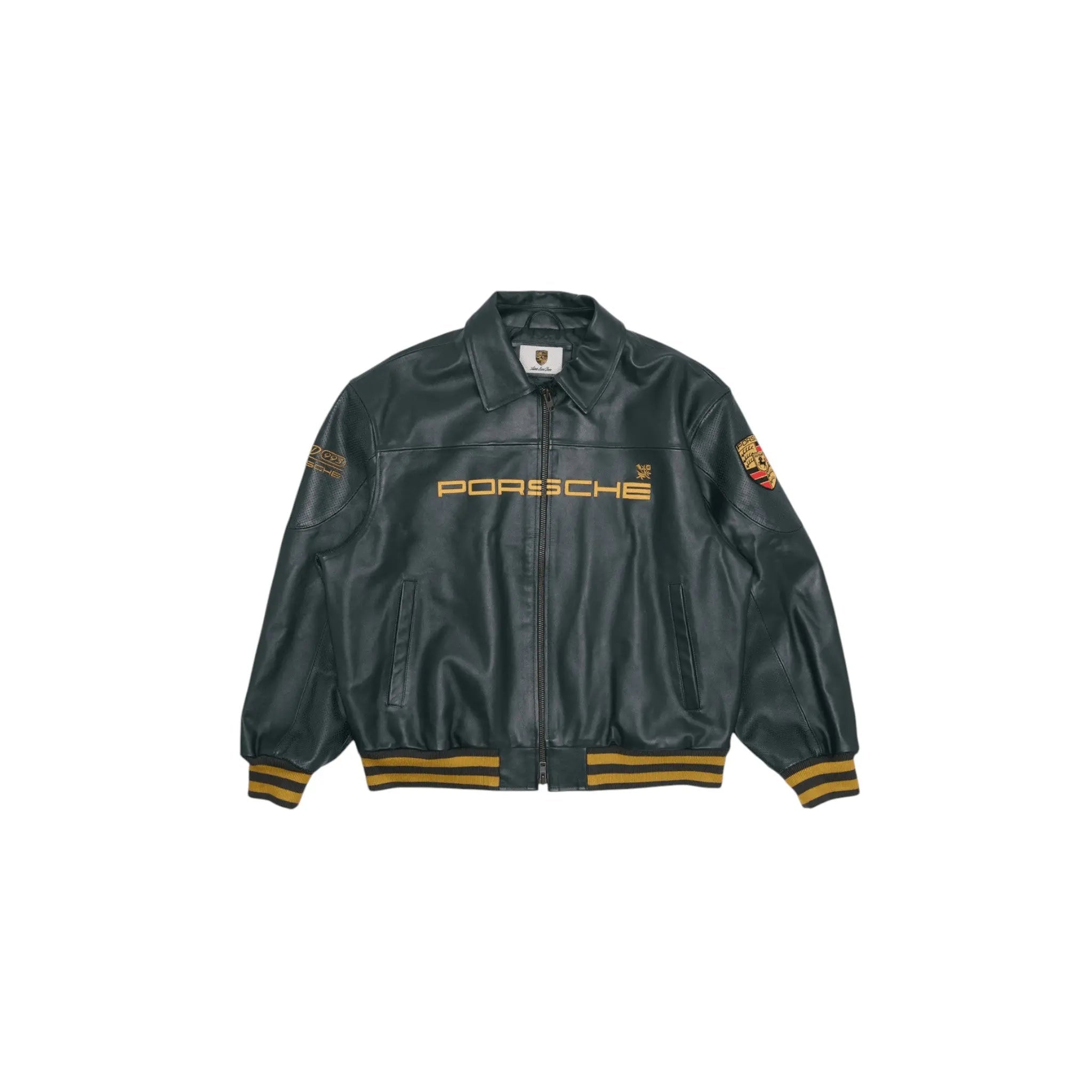 Porsche Vintage Leather Bomber Jacket - Green Edition image 1