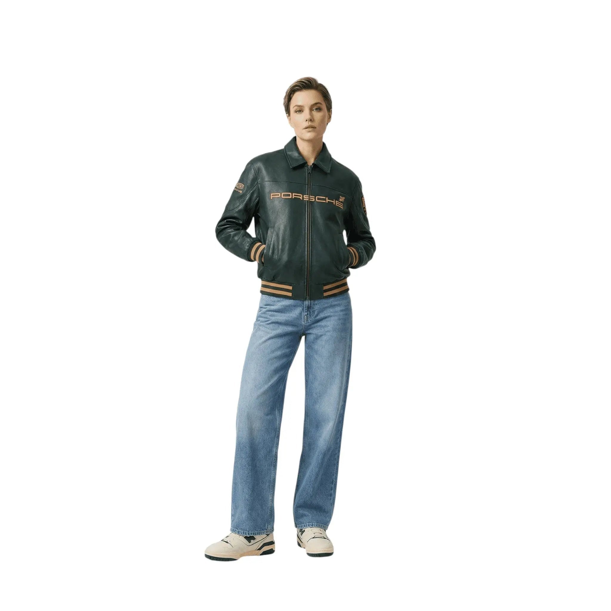 Porsche Vintage Leather Bomber Jacket - Green Edition image 2