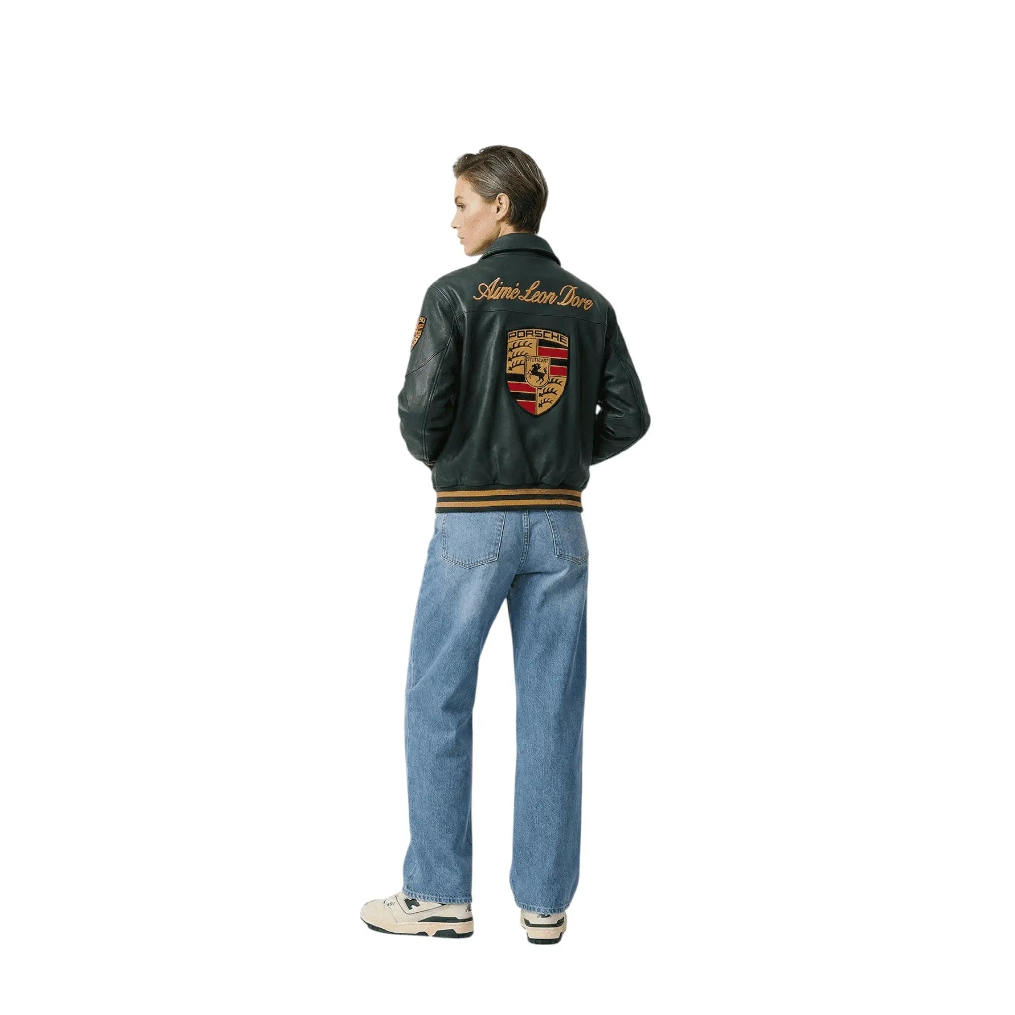 Porsche Vintage Leather Bomber Jacket - Green Edition image 3