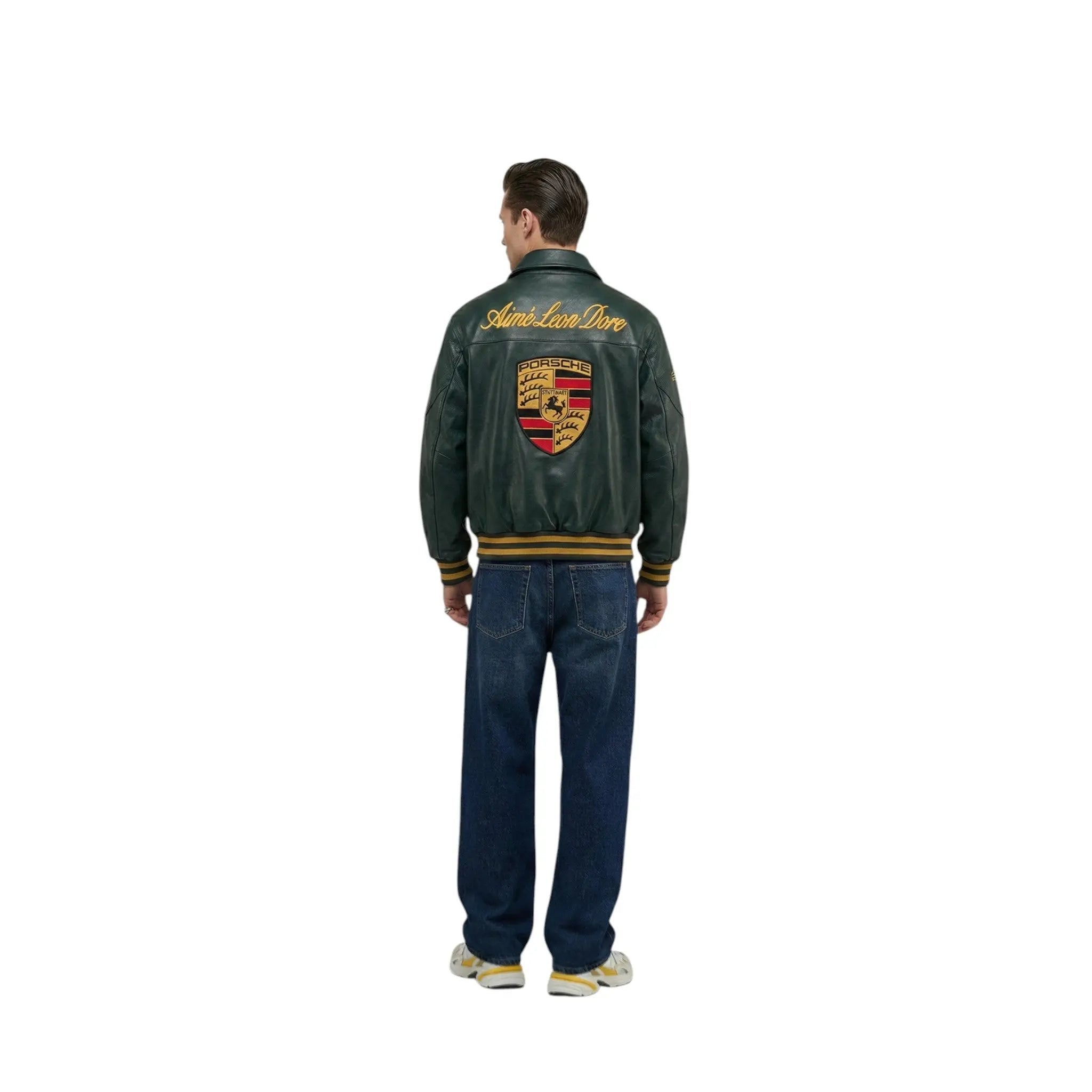 Porsche Vintage Leather Bomber Jacket - Green Edition image 4