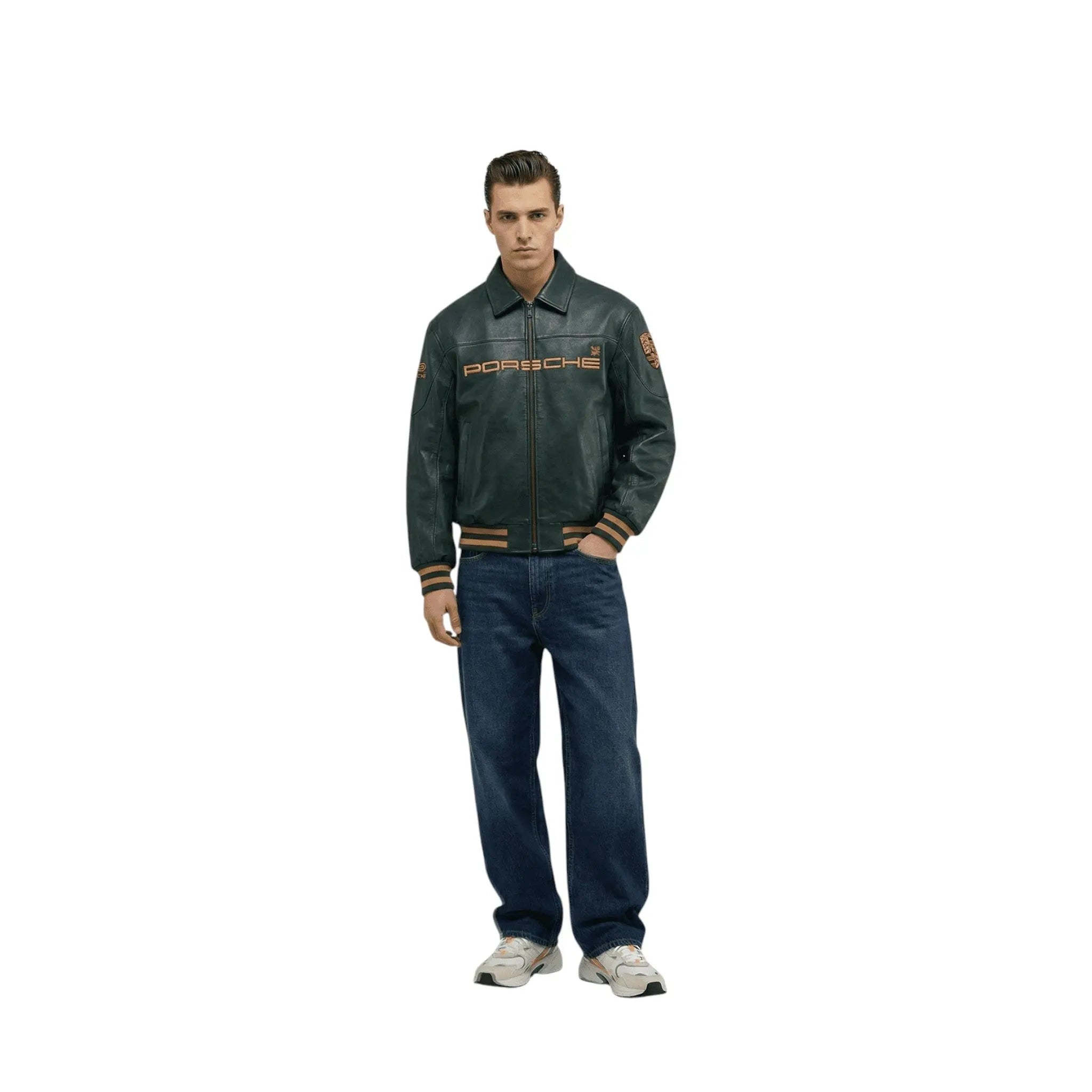 Porsche Vintage Leather Bomber Jacket - Green Edition image 5