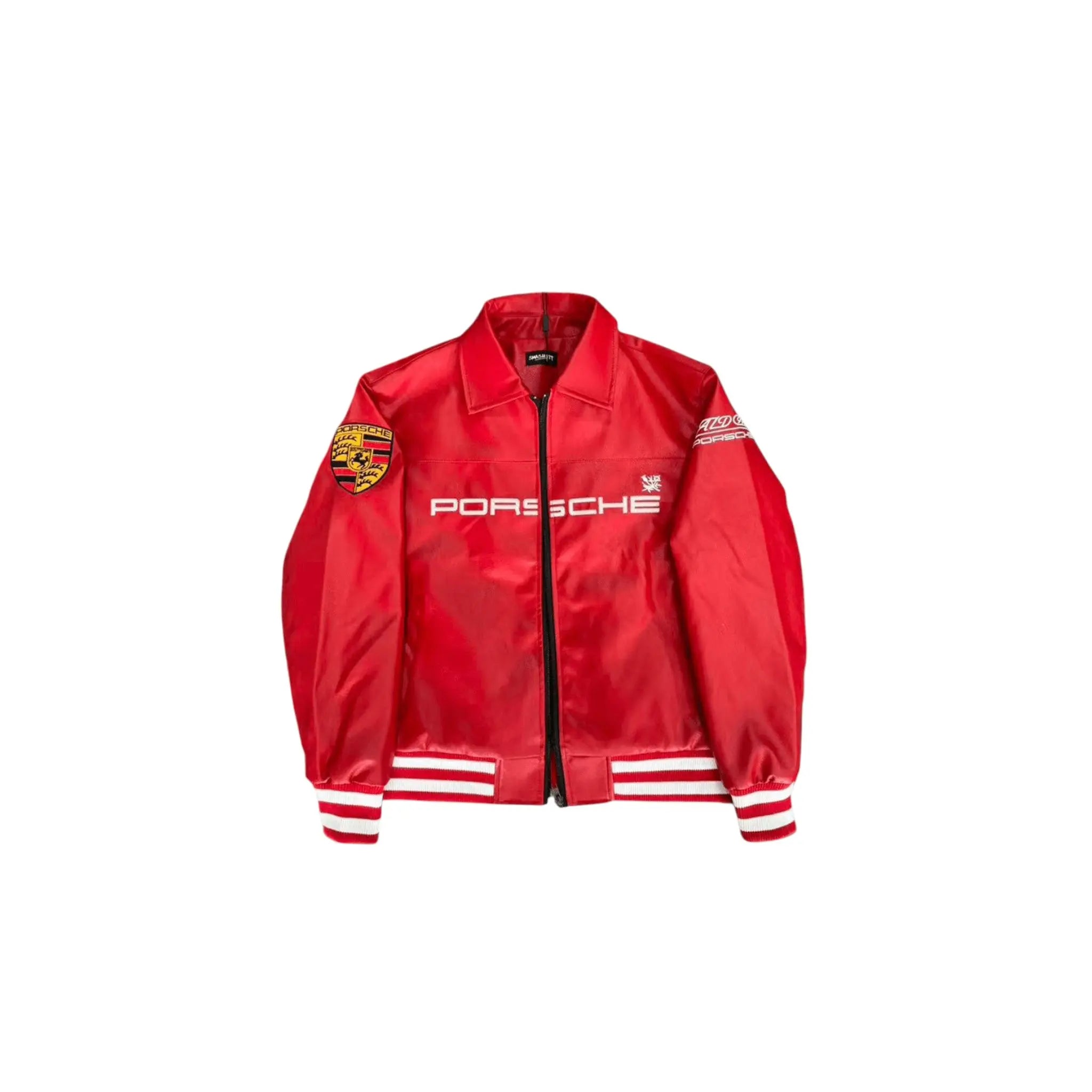 Porsche Vintage Leather Bomber Jacket – Red Edition image 1