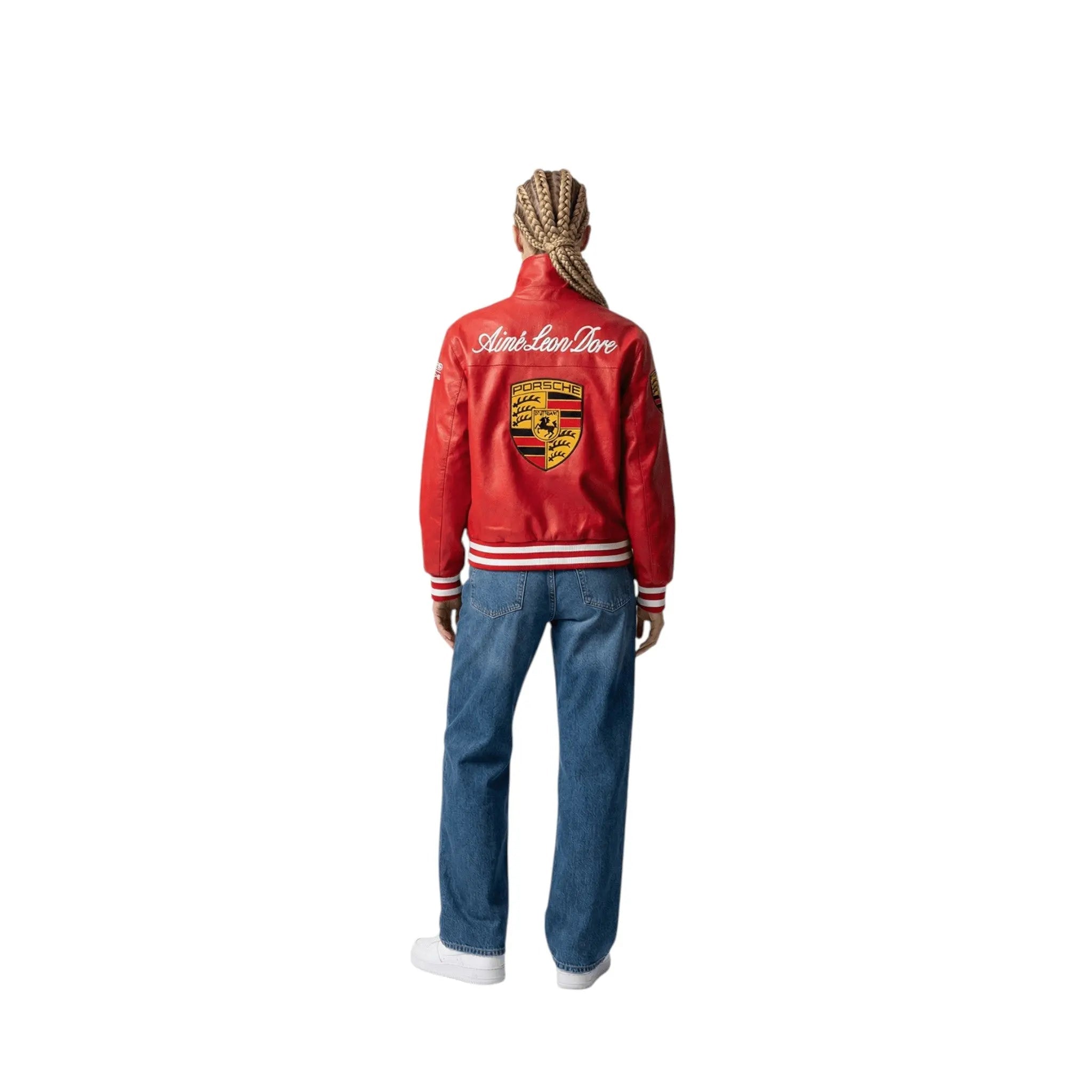 Porsche Vintage Leather Bomber Jacket – Red Edition image 4