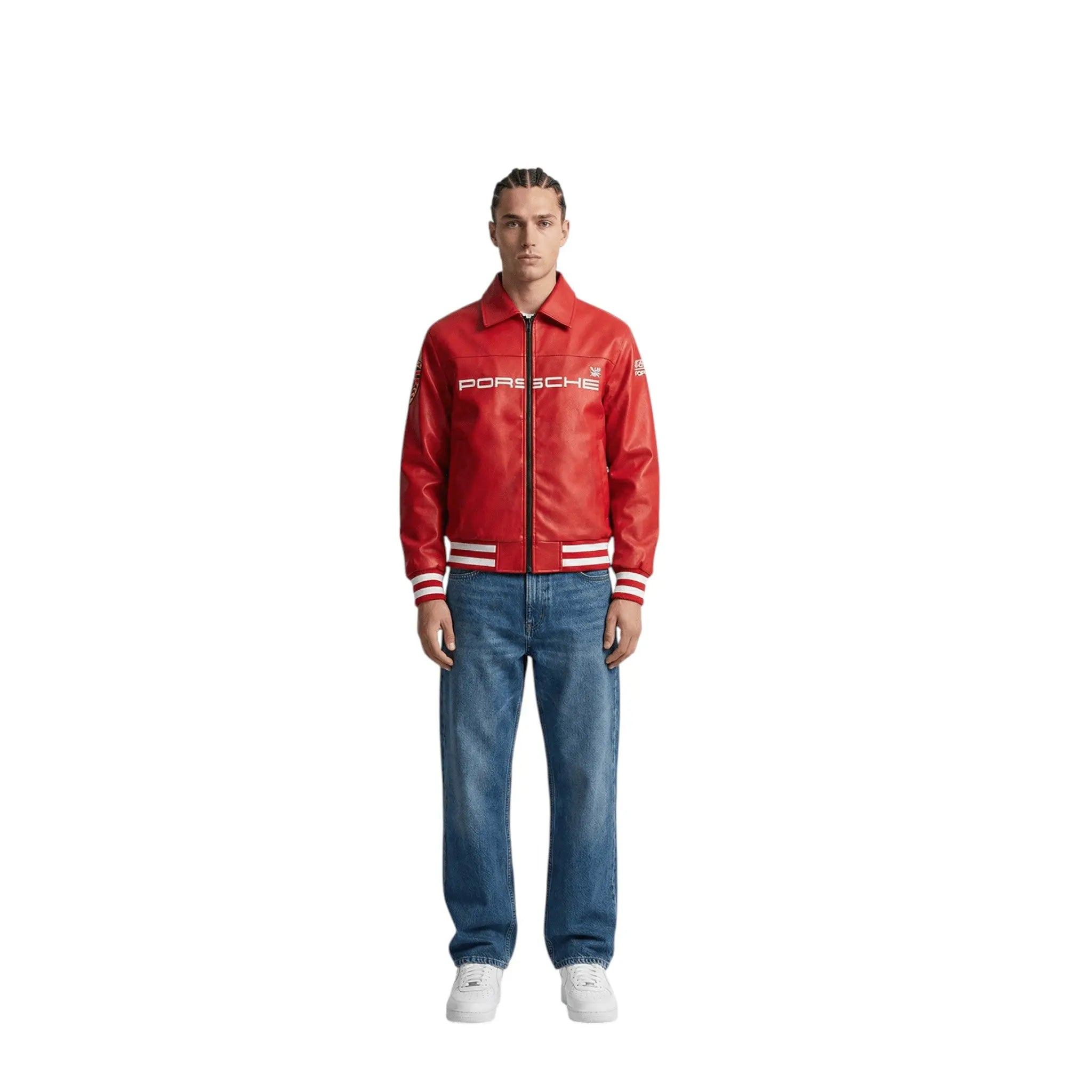 Porsche Vintage Leather Bomber Jacket – Red Edition image 5