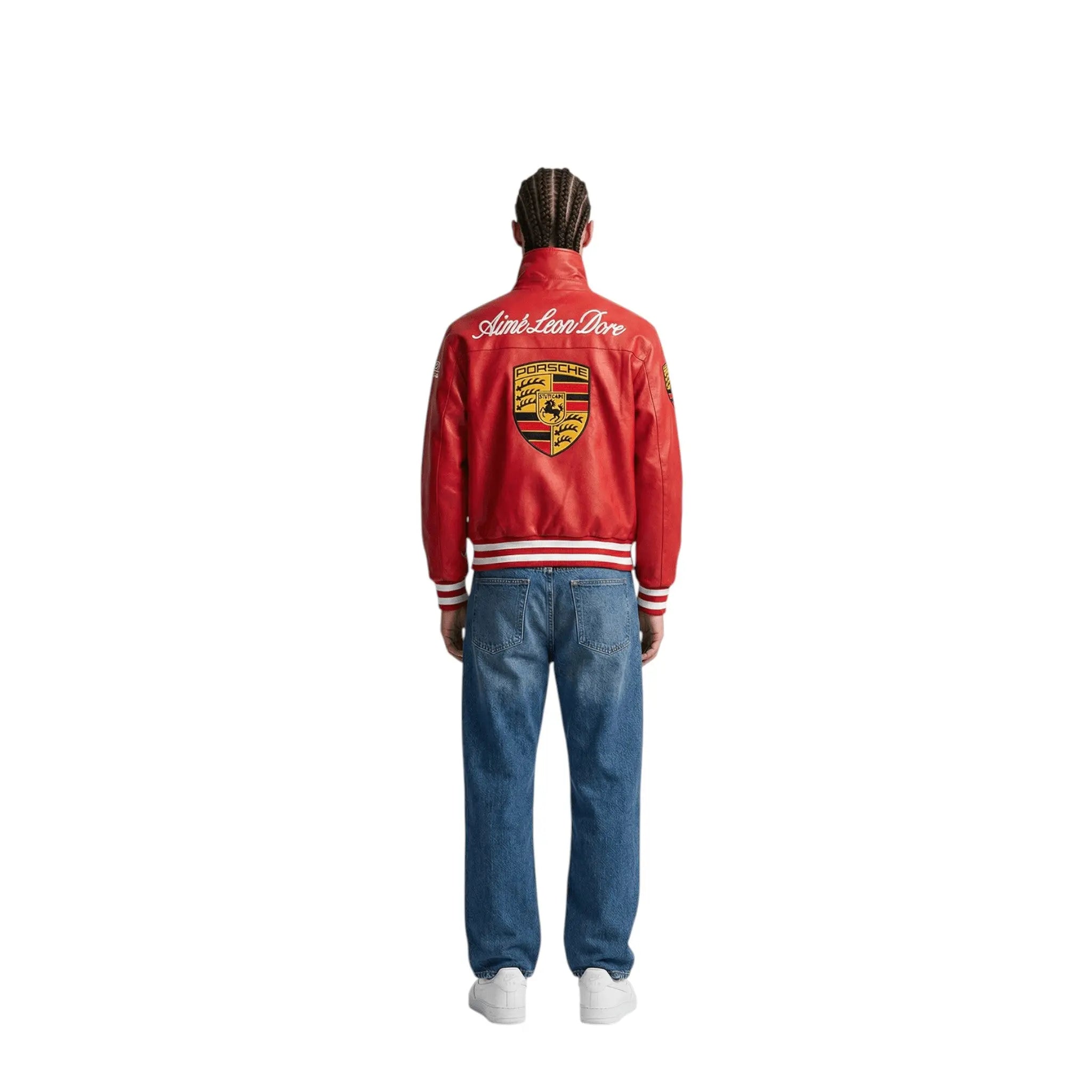 Porsche Vintage Leather Bomber Jacket – Red Edition image 6