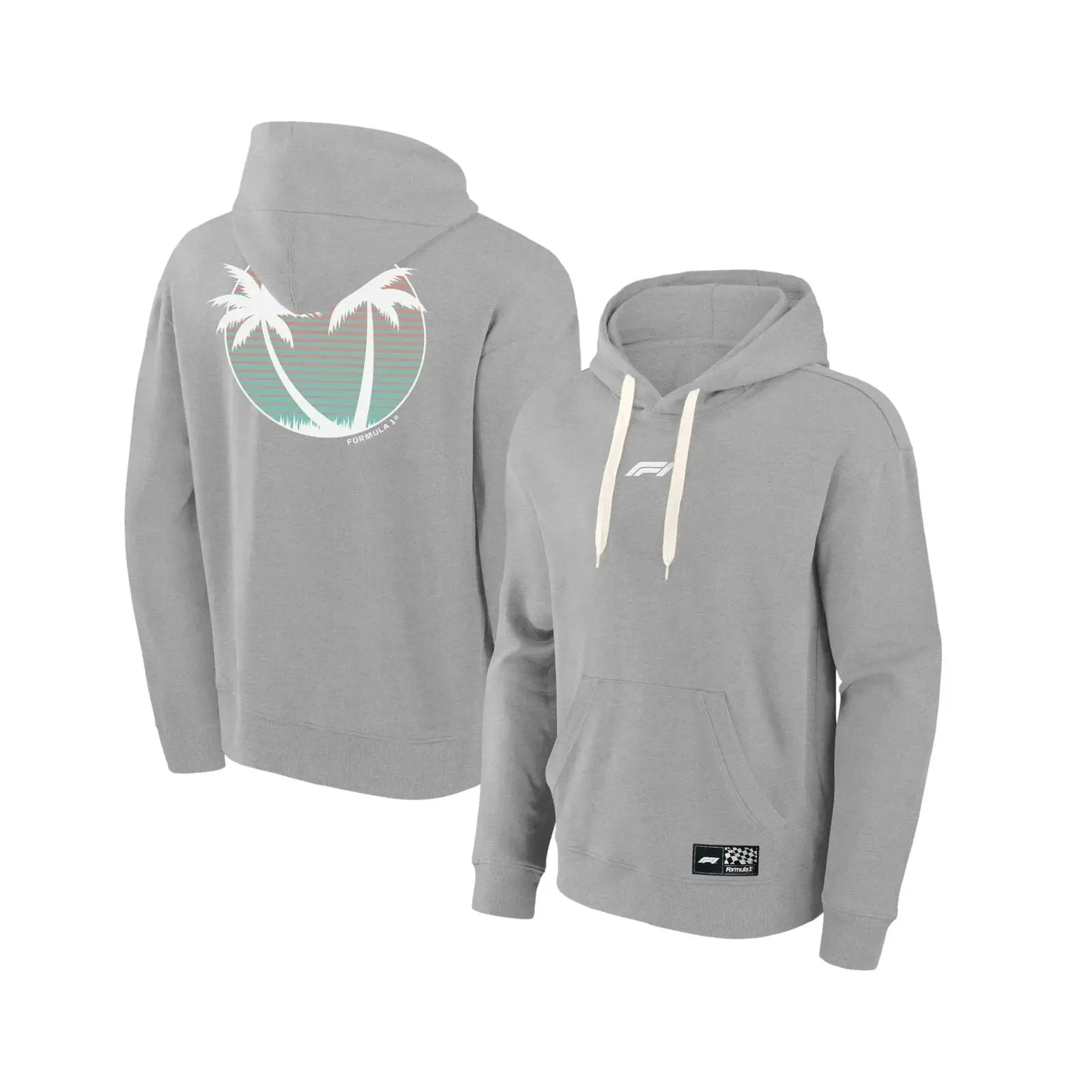Formula 1 Beach Club Printed Hoodie | Gray replica-inspired gear image 1