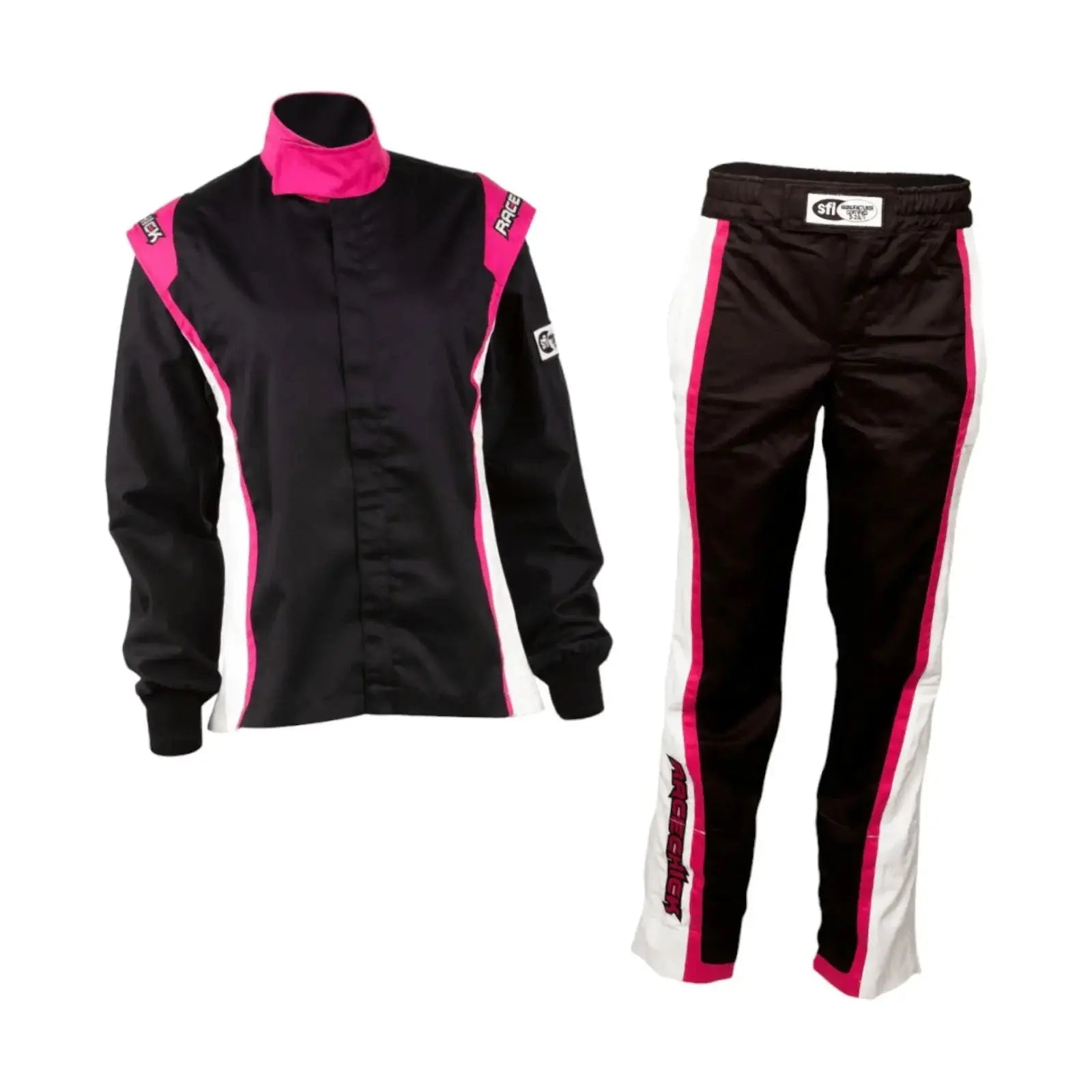 RACECHICK Fierce Women's Two-Piece Racing Suit | SFI 3.2A/1 - Black/Pink image 1