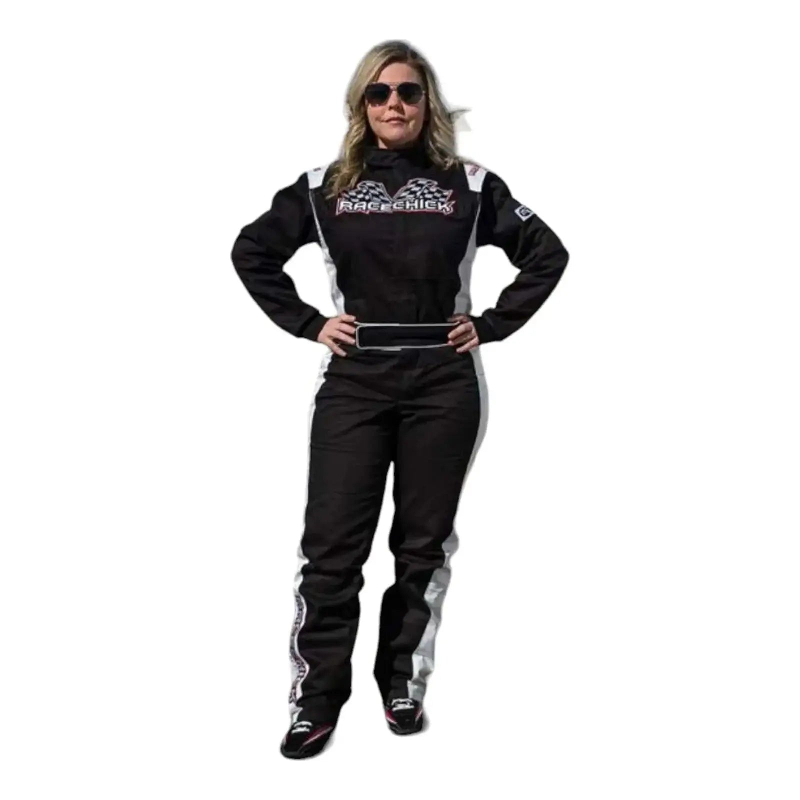 RACECHICK Fierce Women's Racing Suit | SFI 3.2A/1 - Black/White image 3