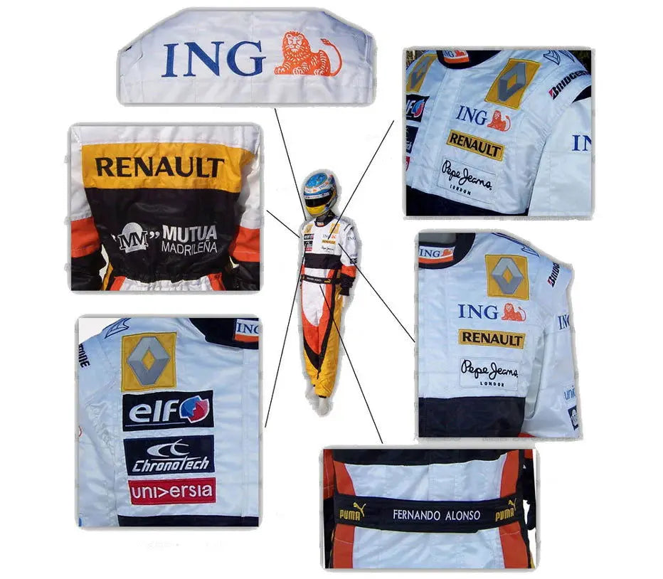 2008 Fernando Alonso Renault F1 Embroidered Racing Suit image 5