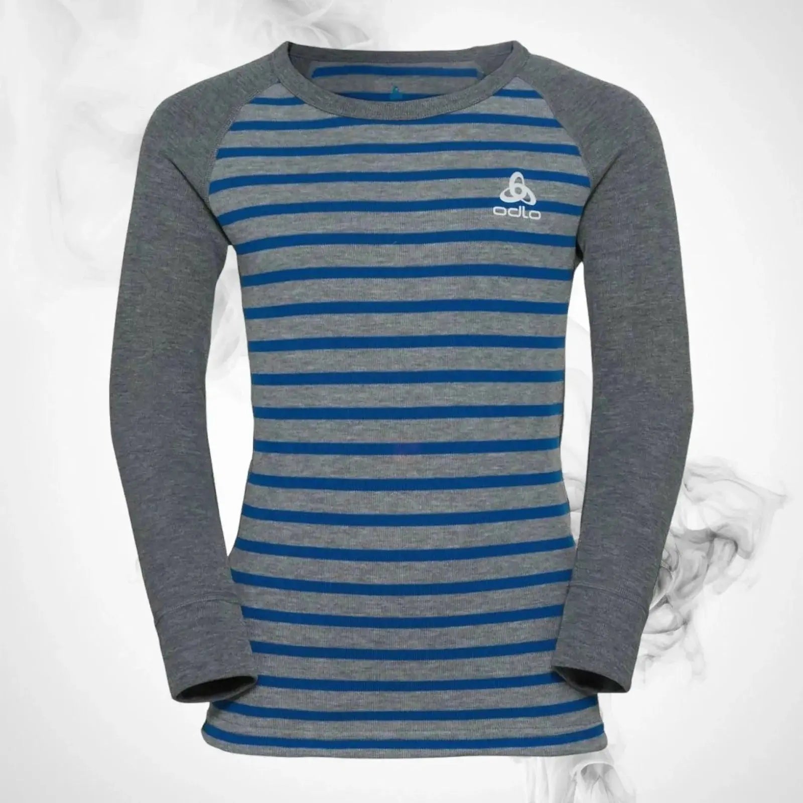 Ski Underwear shirt O Active Warm Eco Kids Stripes BL Top Crew Neck LS Blue Wing Teal/Reef Waters - 2022/23 image 1