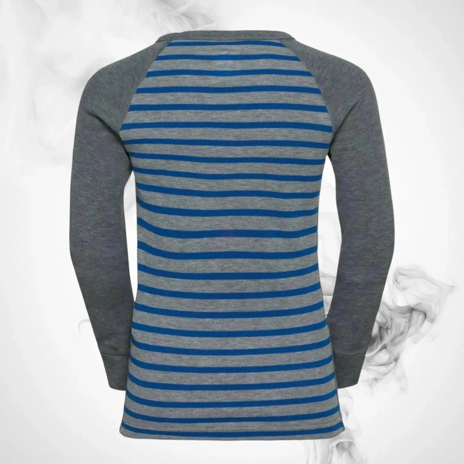 Ski Underwear shirt O Active Warm Eco Kids Stripes BL Top Crew Neck LS Blue Wing Teal/Reef Waters - 2022/23 image 2