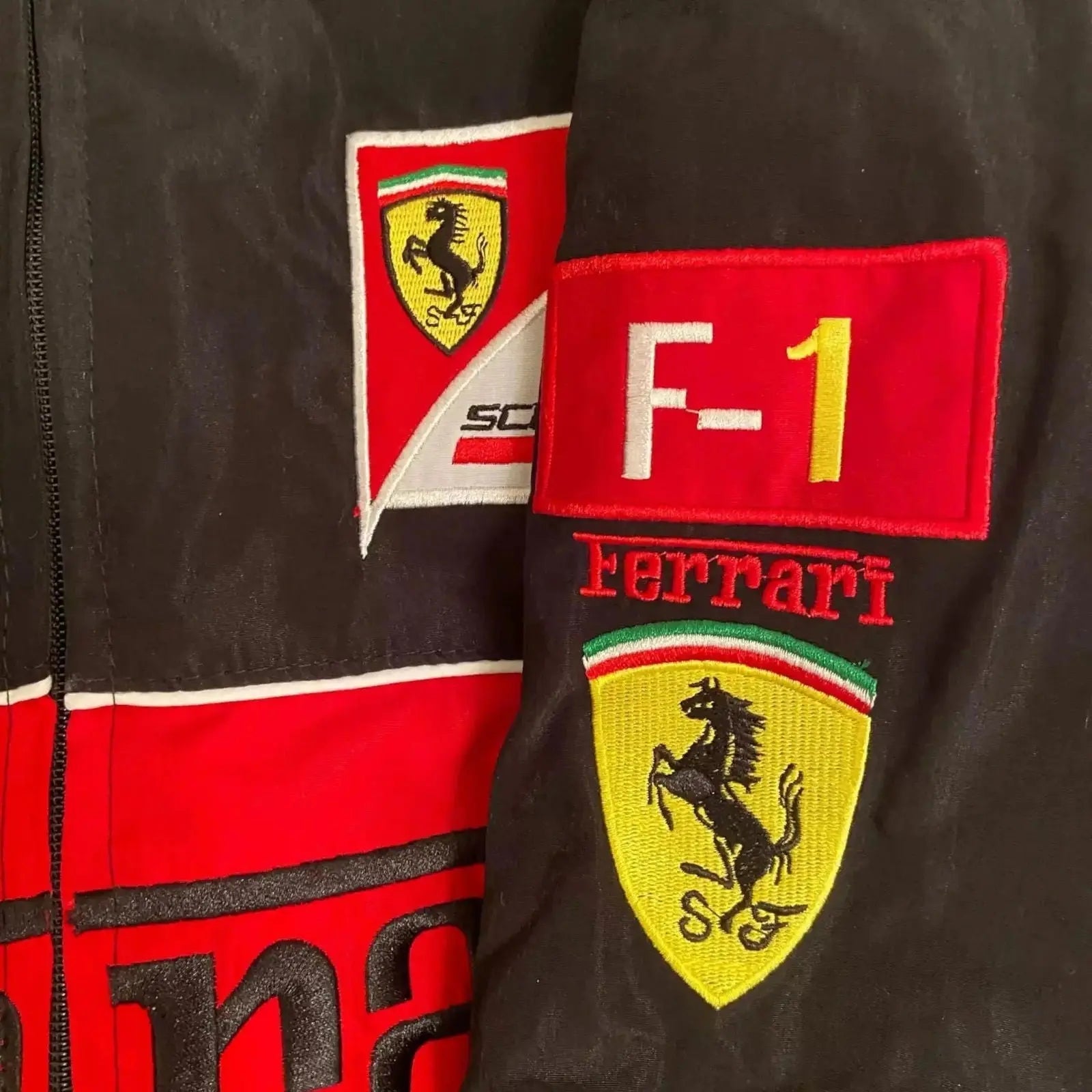 Rare Vintage Style Red and Black Ferrari Racing | Bomber Jacket image 4