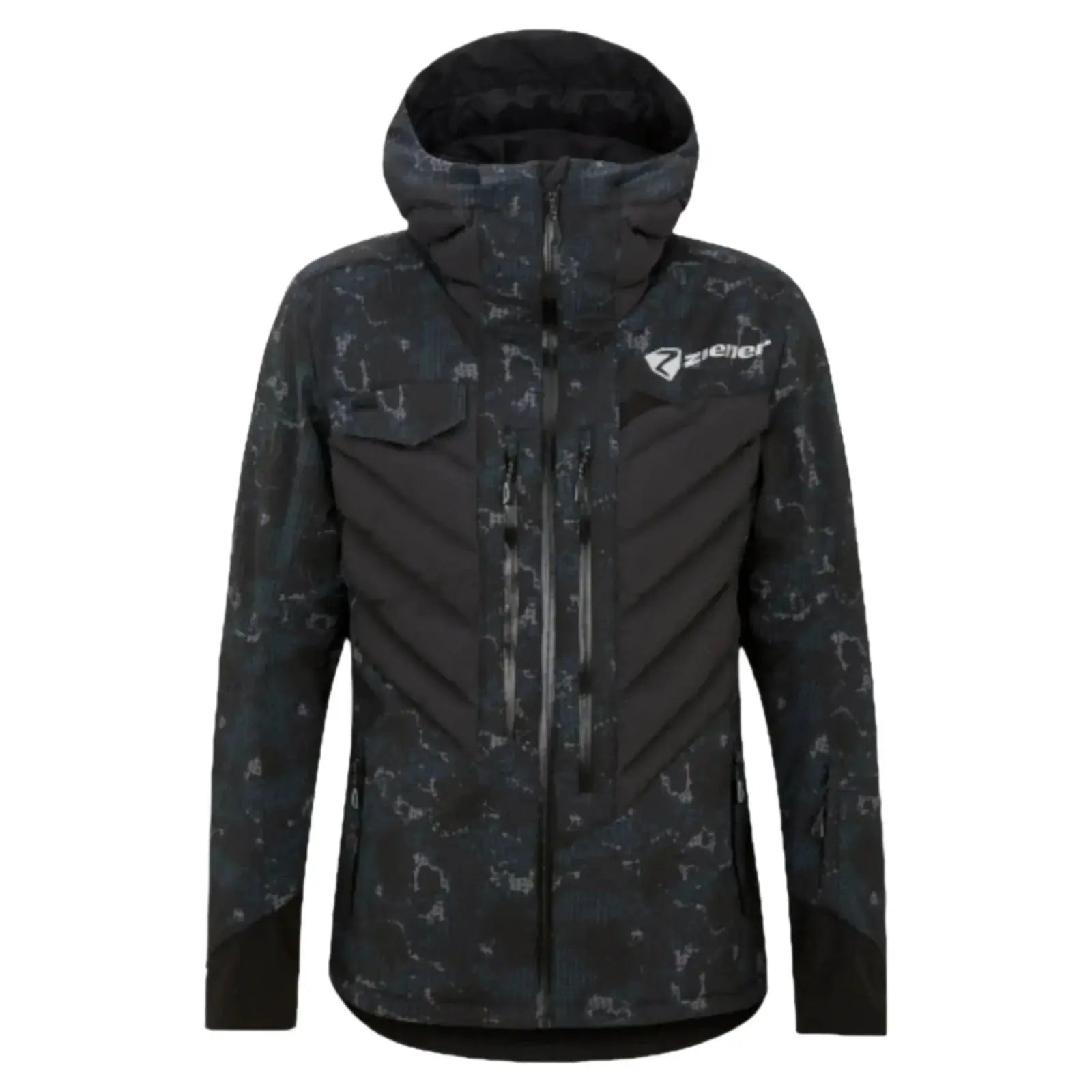 Ziener RCE Coach Jacket for Men - Black Foggy Print Ski Jacket image 1