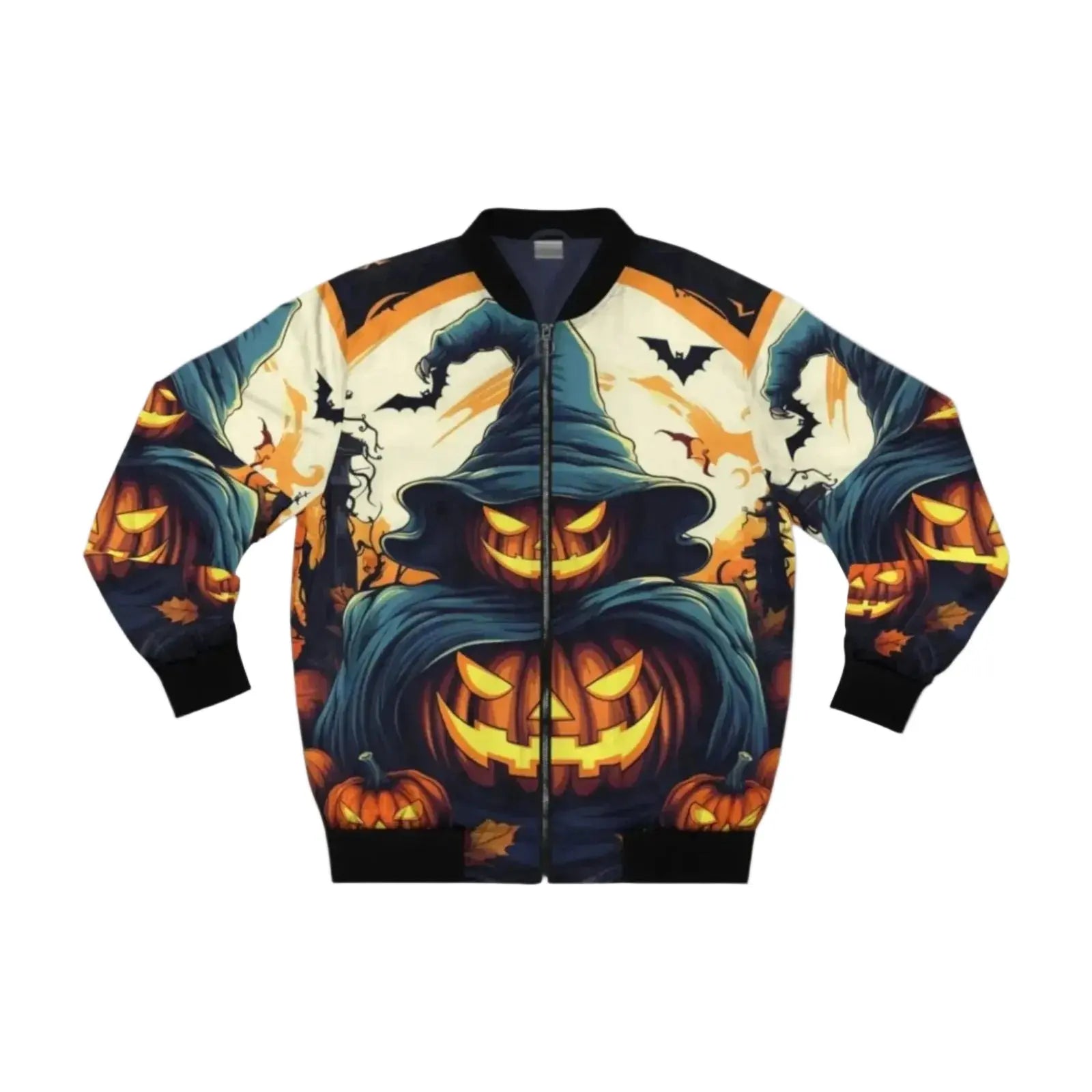 Halloween Jack O' Lantern Unisex Bomber Jacket - Festive Apparel image 1