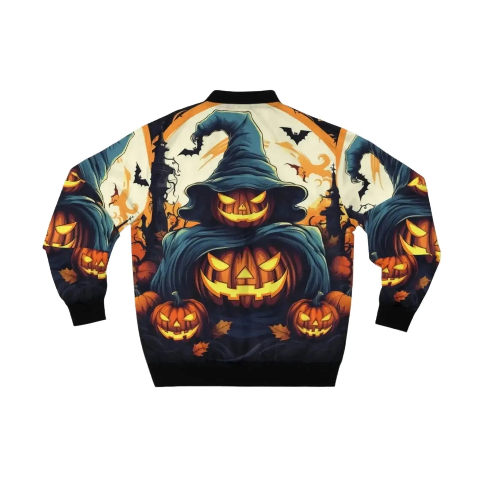Halloween Jack O' Lantern Unisex Bomber Jacket - Festive Apparel image 2