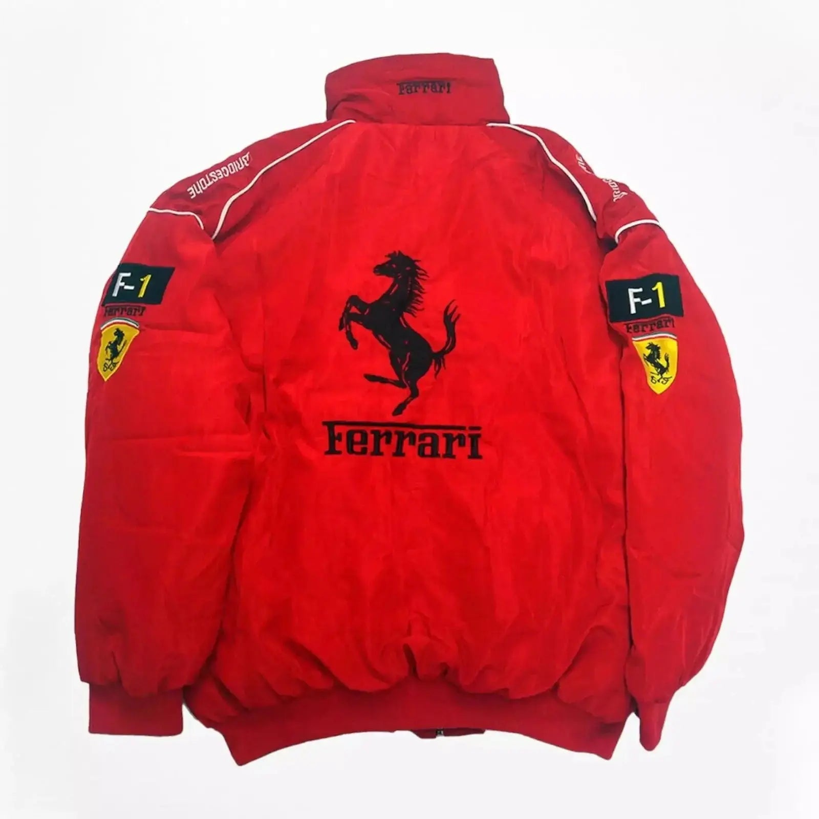 Vintage Ferrari Racing Embroidery Stylish Winter F1 Jacket image 2