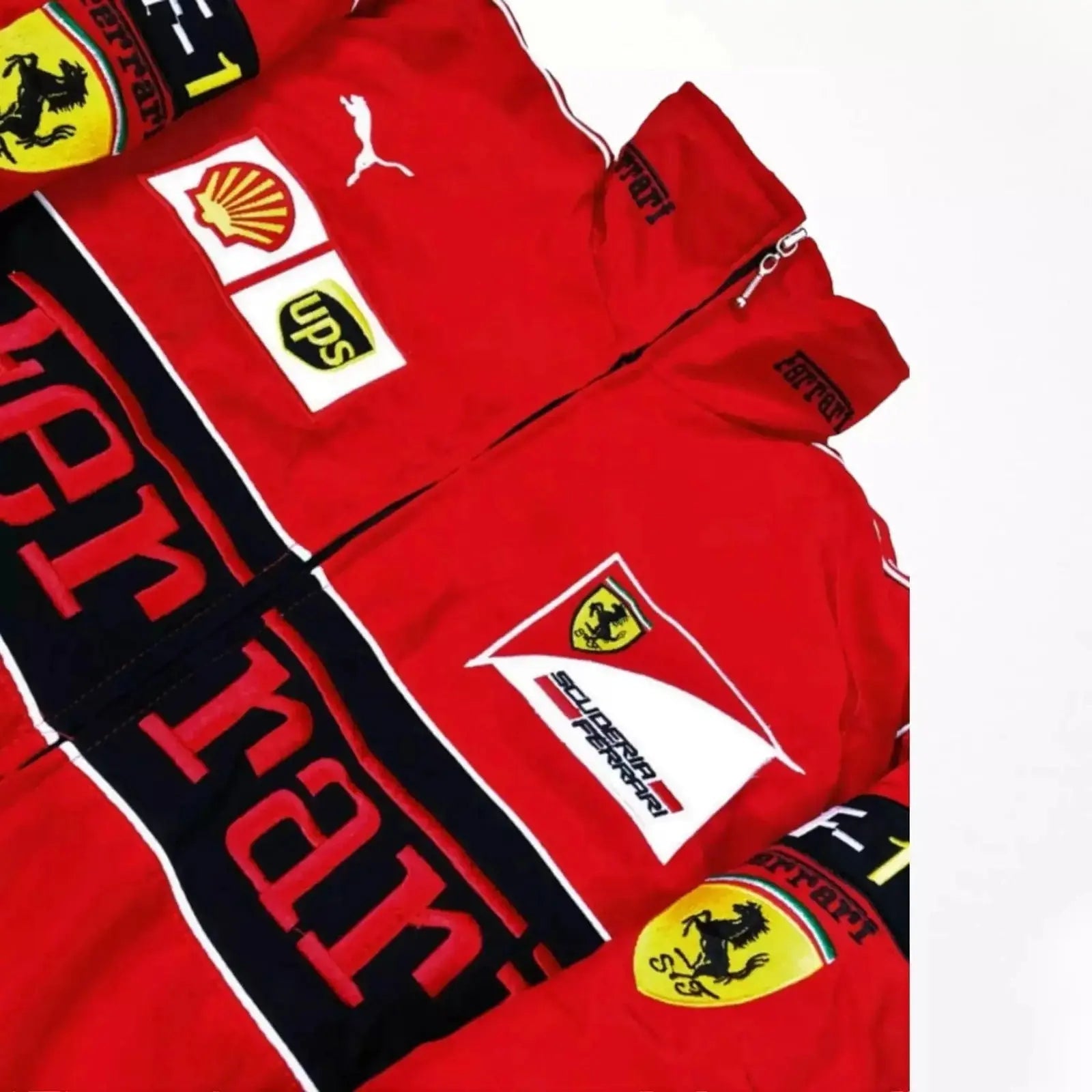 Vintage Ferrari Racing Embroidery Stylish Winter F1 Jacket image 3