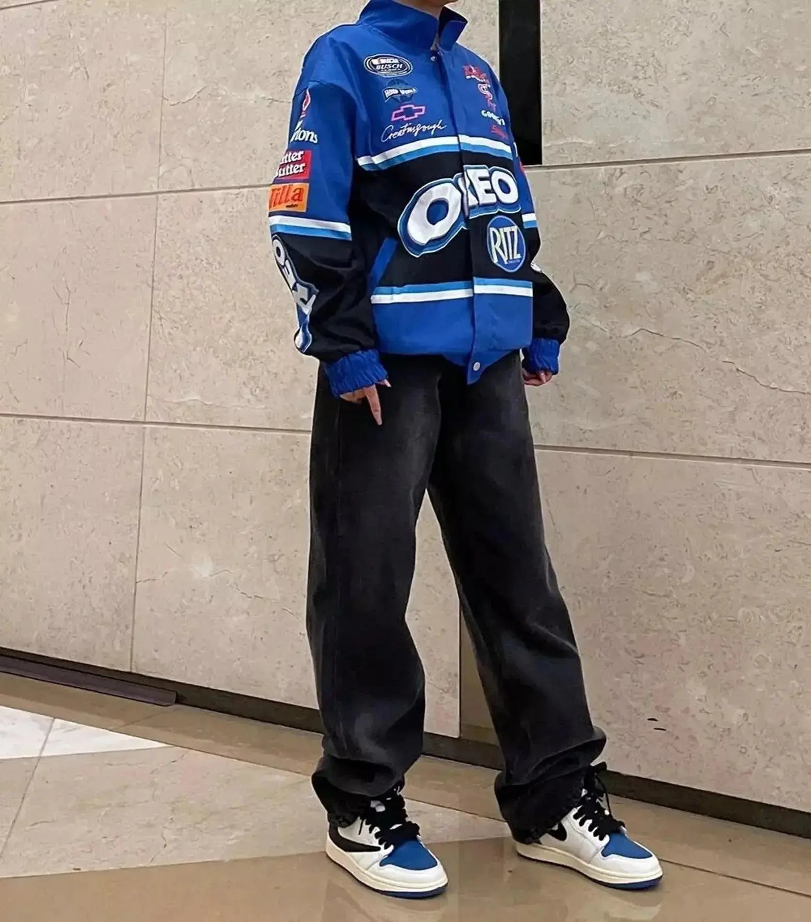 F1 Biker Racing Streetwear Embroidered Bomber Jacket image 4