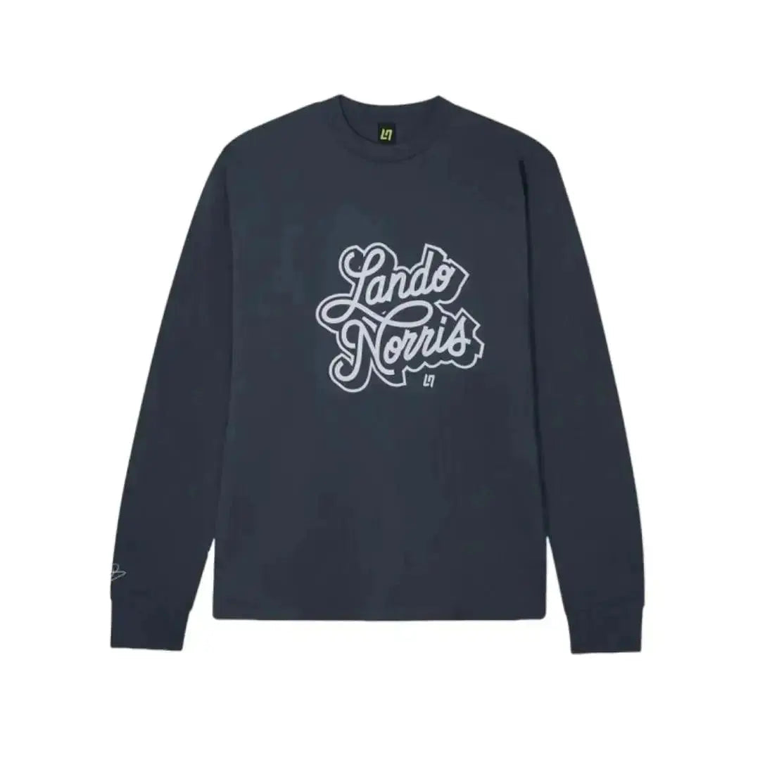 SCRIPT PETROL BLUE LONG SLEEVE TEE image 1