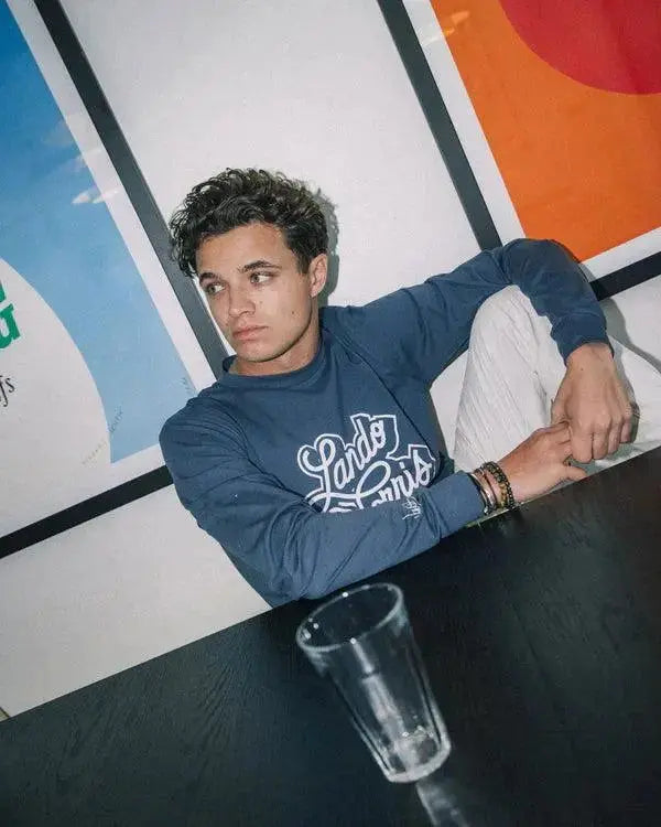 SCRIPT PETROL BLUE LONG SLEEVE TEE image 4