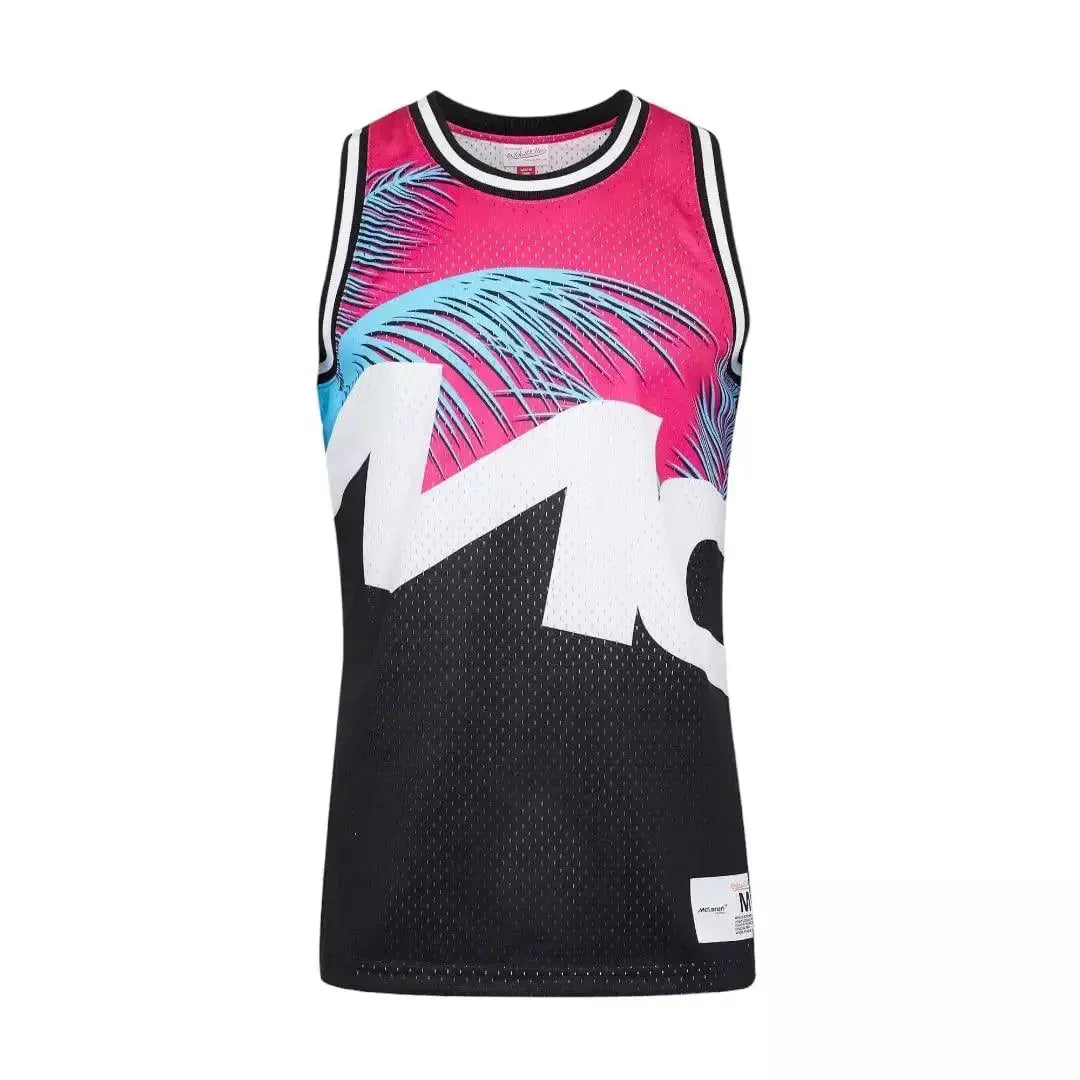 MIAMI GRAND PRIX MESH TANK - MITCHELL & NESS - BLACK/PINK image 1