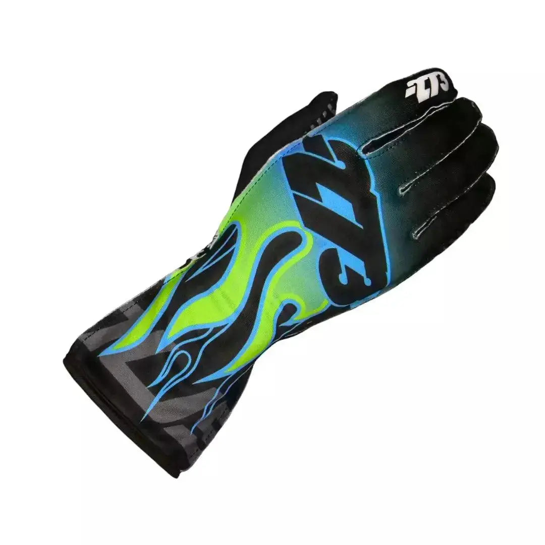 FLAME Black/Cyan/Fluo Green/Yellow Gloves image 2