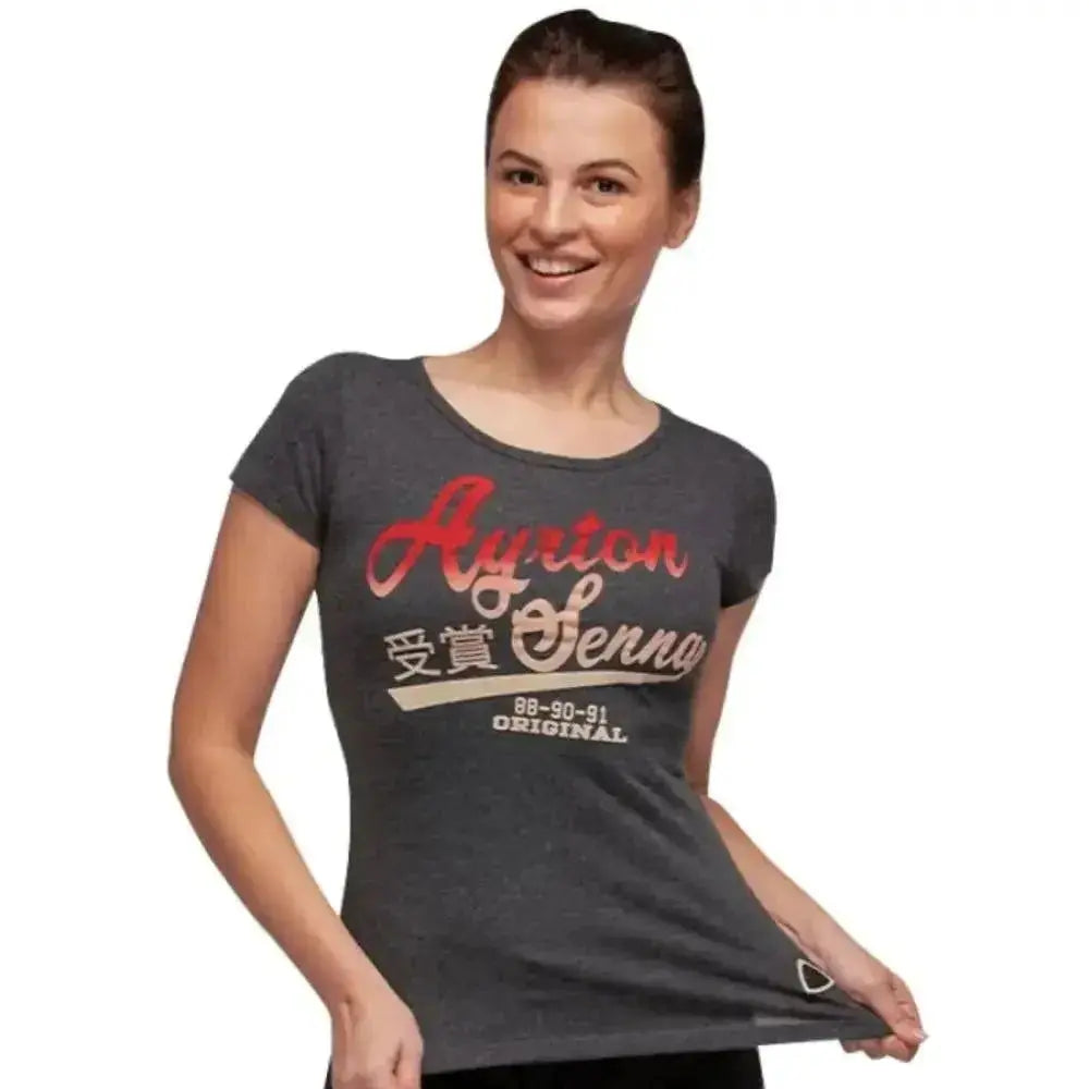 Ayrton Senna Ladies T-Shirt Vintage Grey image 1