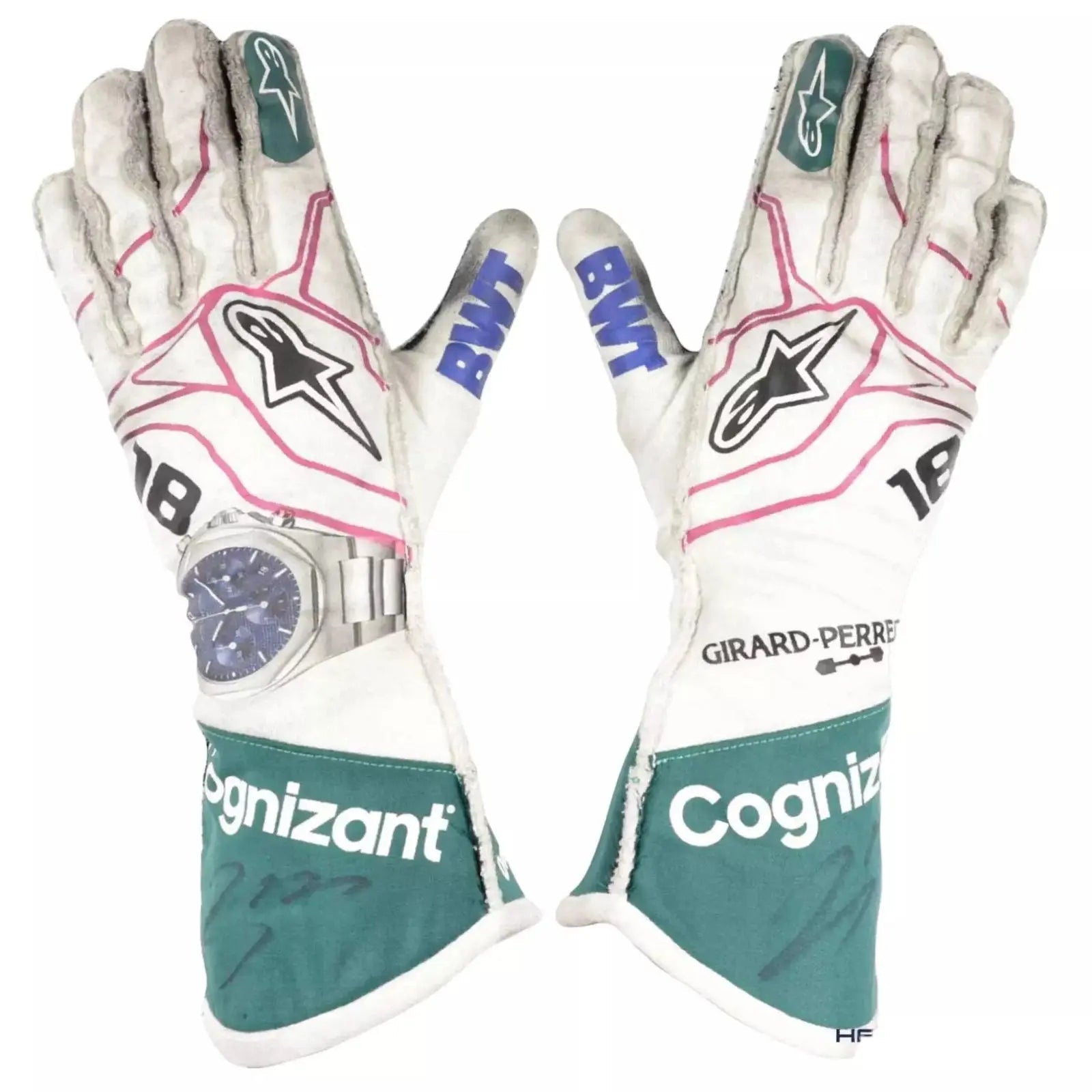 2021 Lance Stroll Aston Martin F1 Racing Gloves image 1