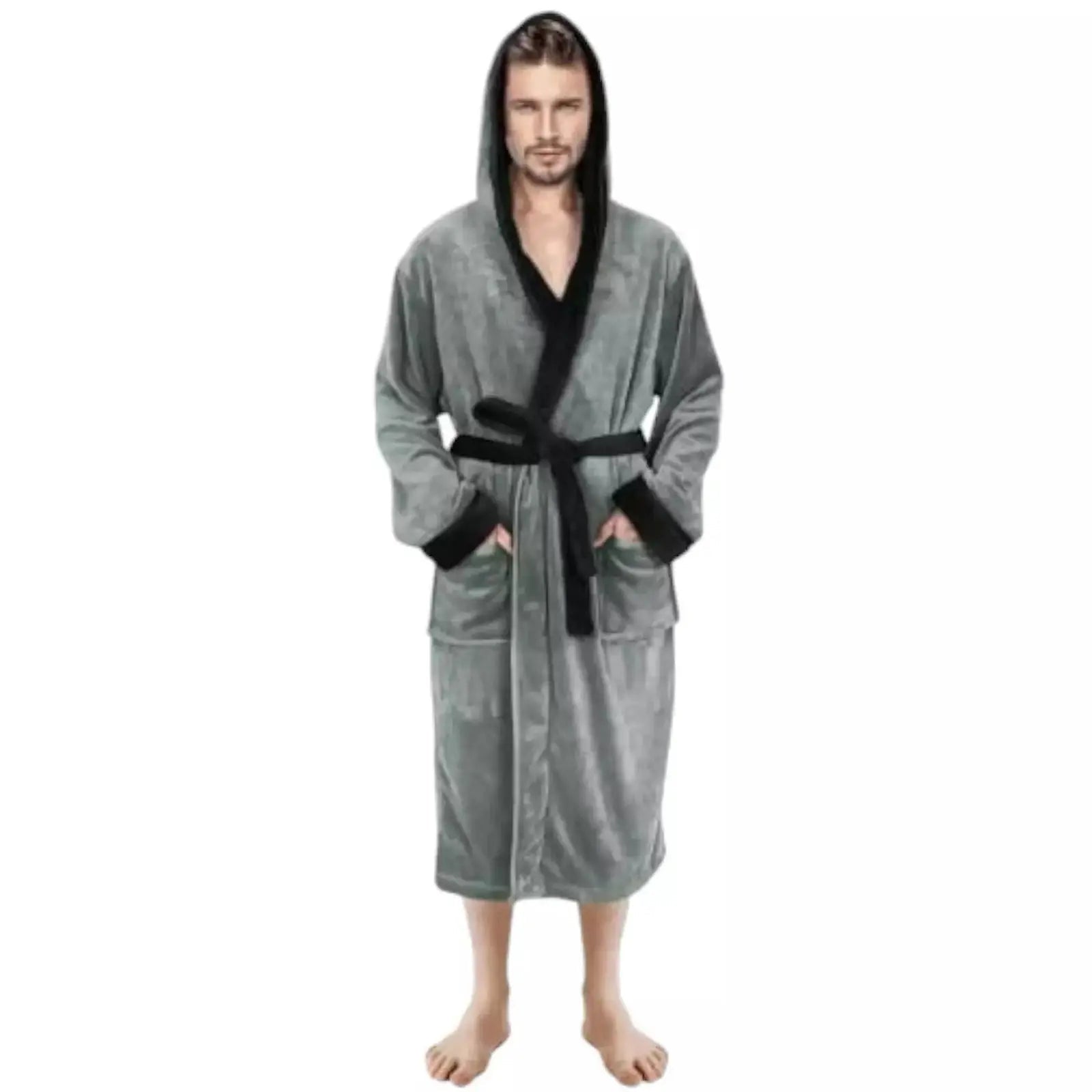 New Unisex Fleece Hooded Bathrobes image 1