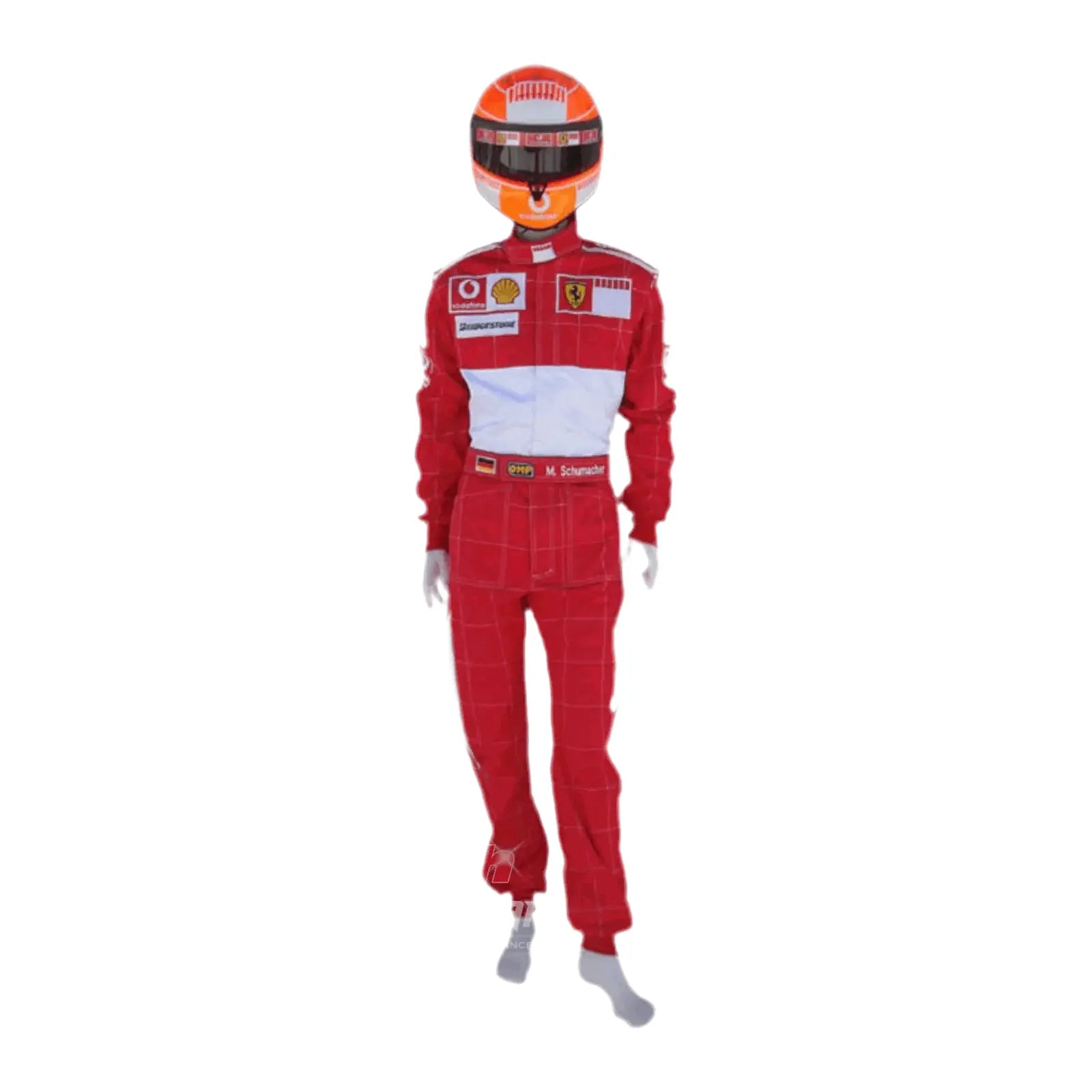 2006 Michael Schumacher "Bar Code" Ferrari F1 Embroidered Racing Suit – Iconic Formula 1 Replica image 1