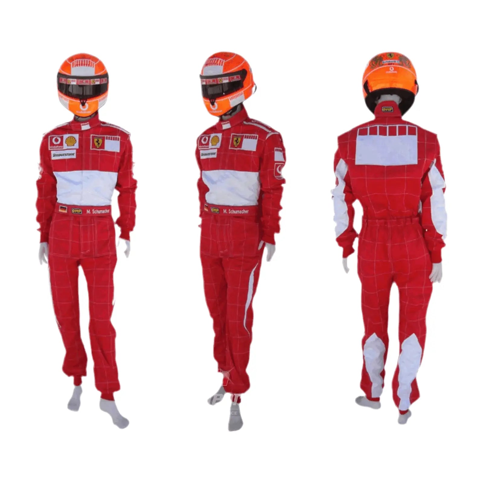 2006 Michael Schumacher "Bar Code" Ferrari F1 Embroidered Racing Suit – Iconic Formula 1 Replica image 3