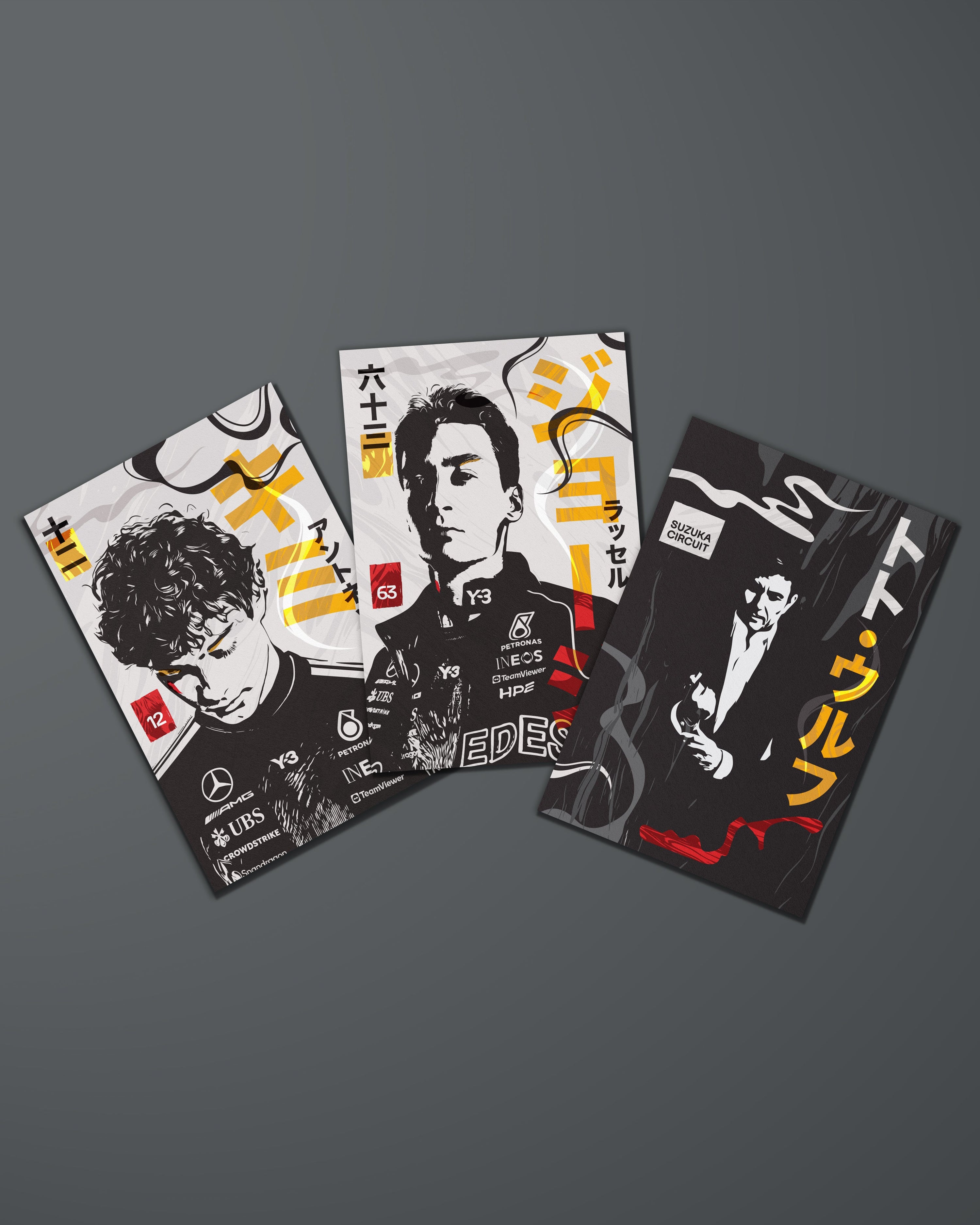 Special Edition Japan Driver Cards — primary product view showing Mercedes-AMG PETRONAS F1 styling and product details | Dash Racegear