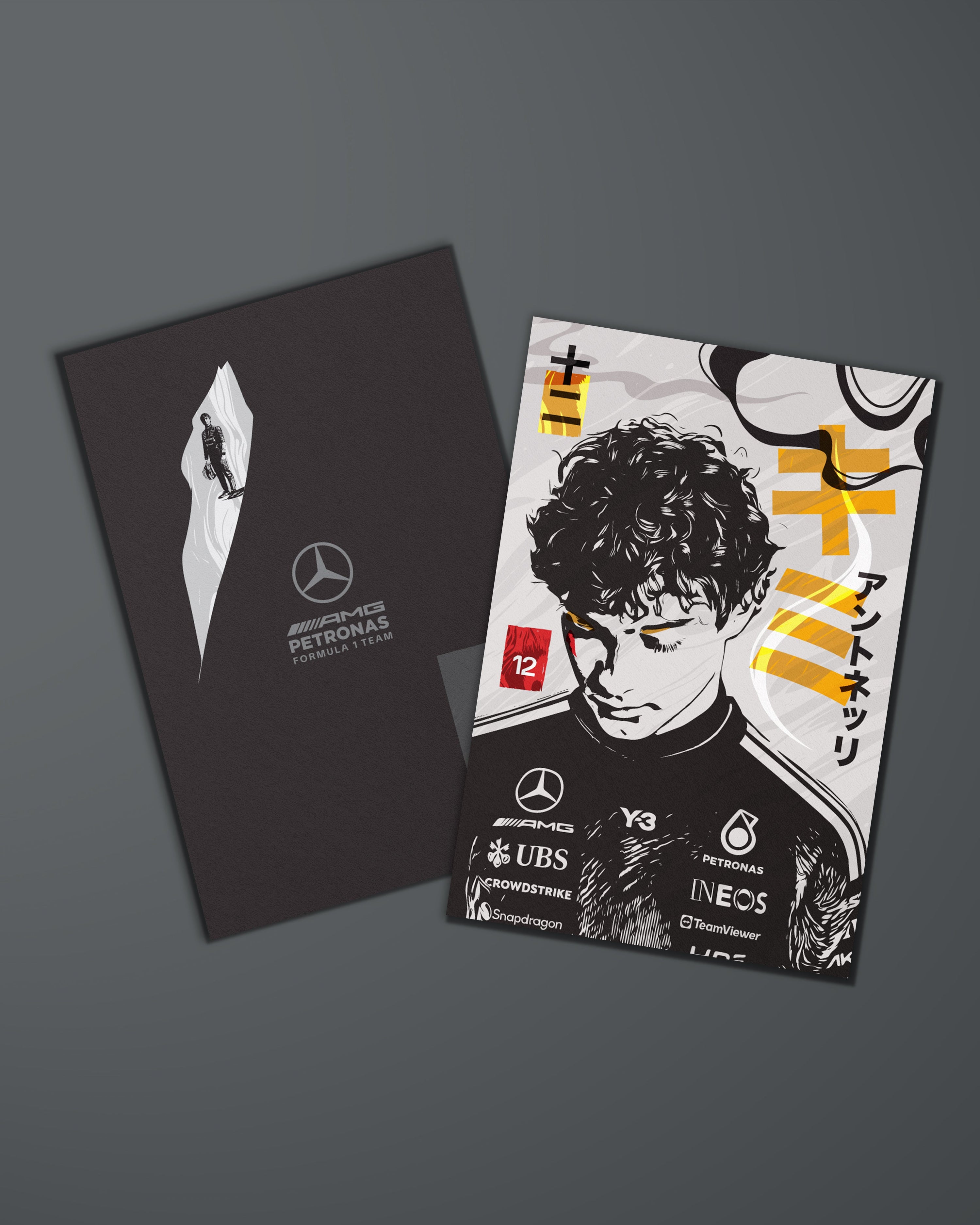 Special Edition Japan Driver Cards — additional product detail showing Mercedes-AMG PETRONAS F1 styling and product details | Dash Racegear