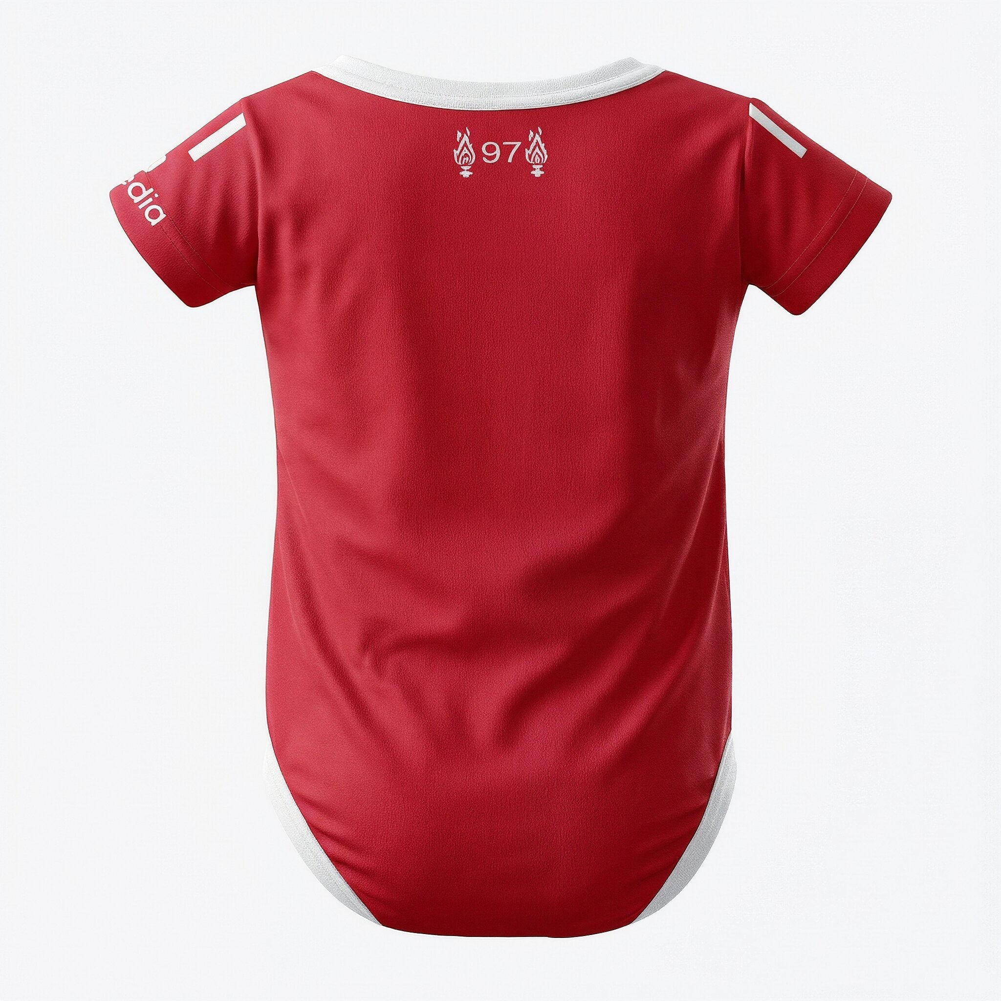 24/25 Liverpool Baby Bodysuit - a liverpool baby onesie shot from the back on a wwhite background | Dash Racegear