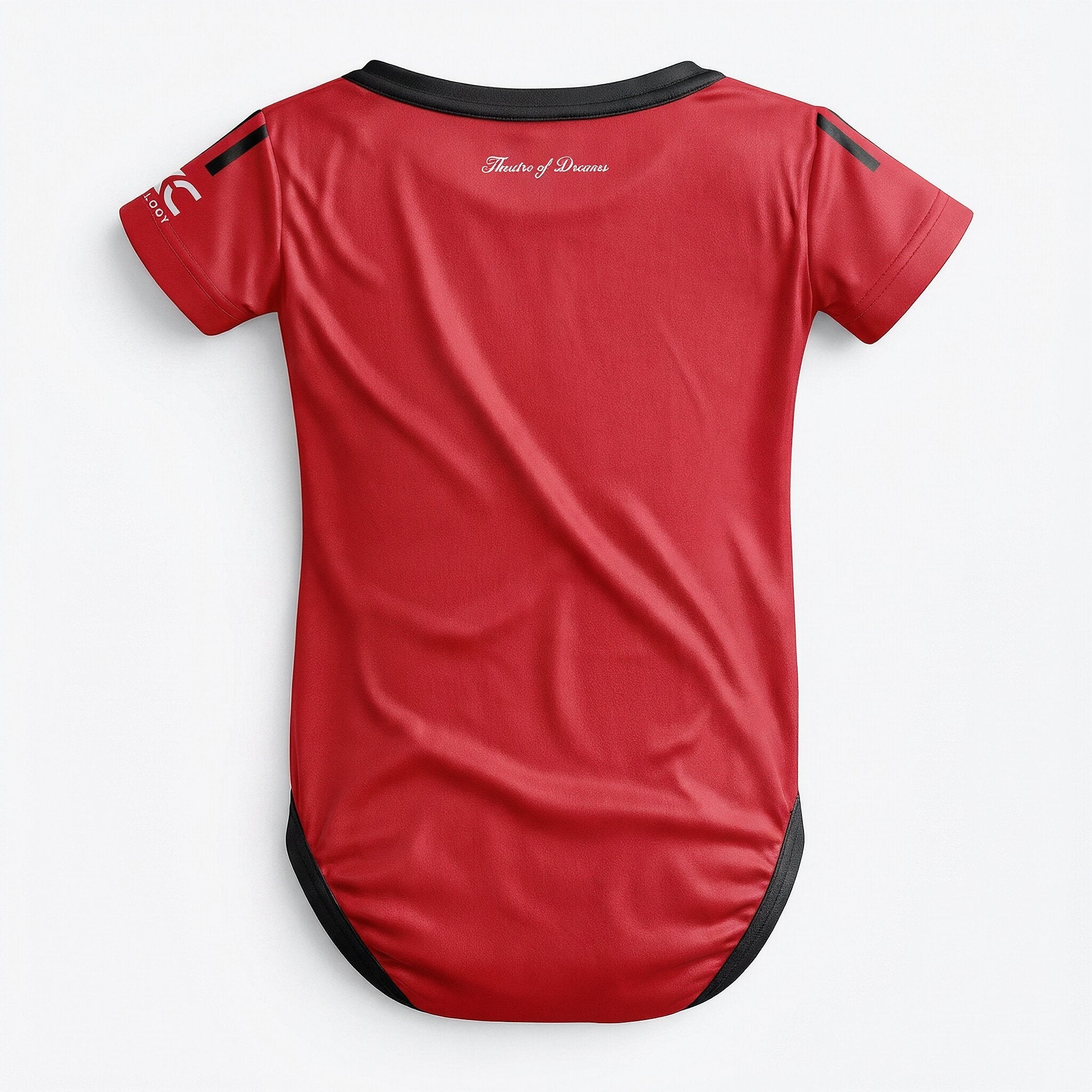 25/26 Manchester United Baby Bodysuit - Manchester United 25/26 baby bodysuit back view with Theatre of Dreams script detail | Dash Racegear