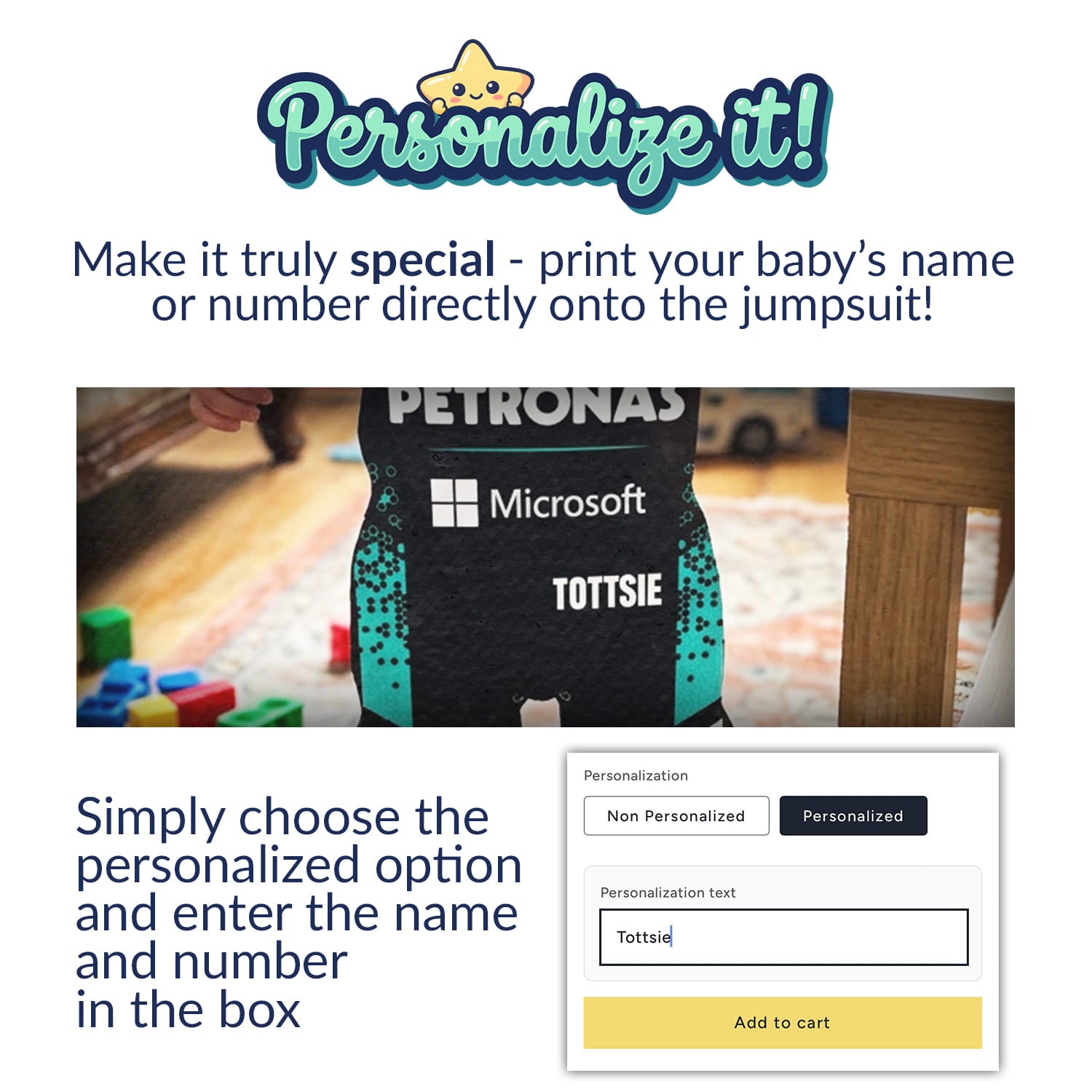 Mercedes Longsleeve Baby Onesie Jumpsuit 2026 - personalization instruction for a mercedes baby onesie | Dash Racegear