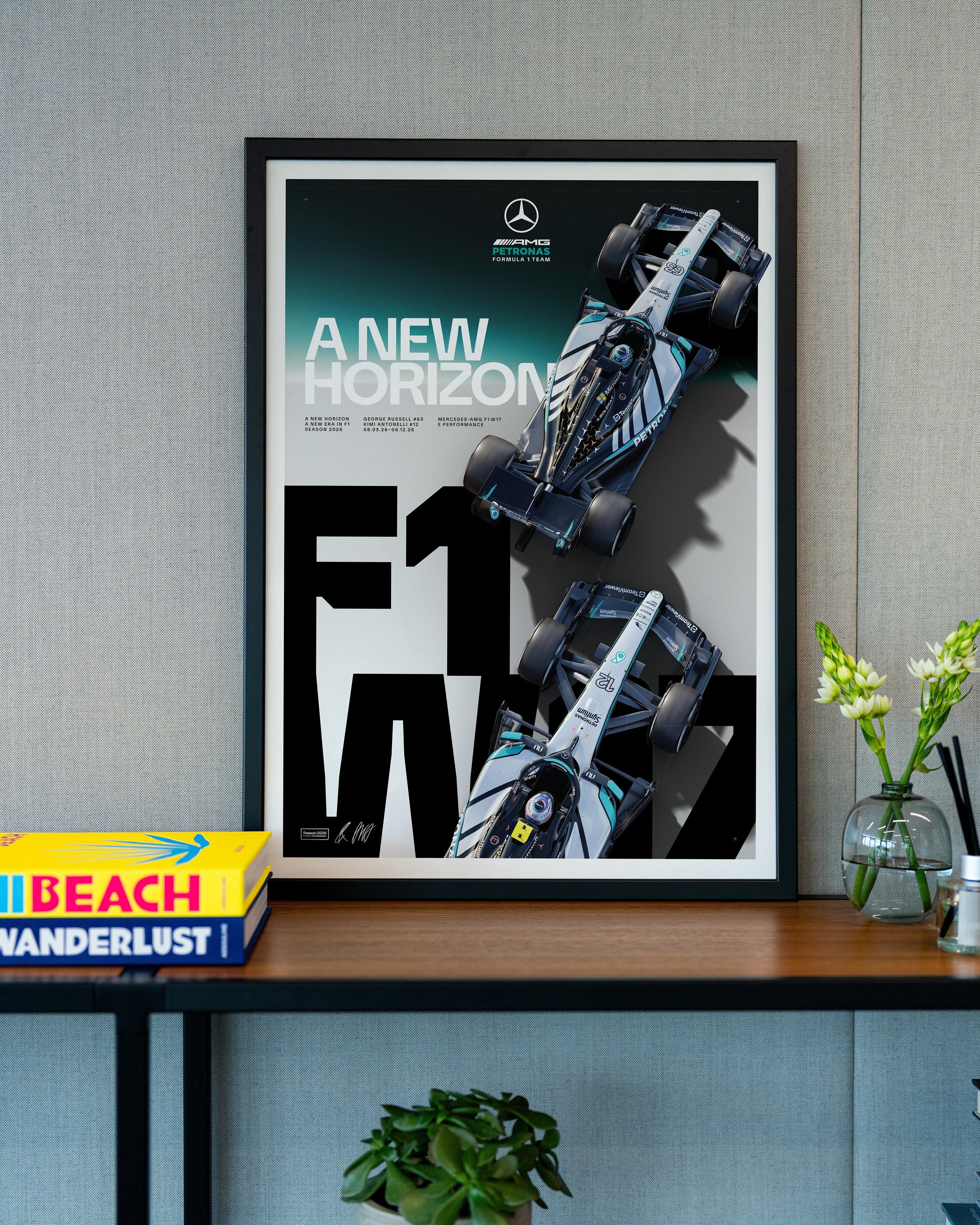 New Horizon Team Poster — primary product view showing Mercedes-AMG PETRONAS F1 styling and product details | Dash Racegear