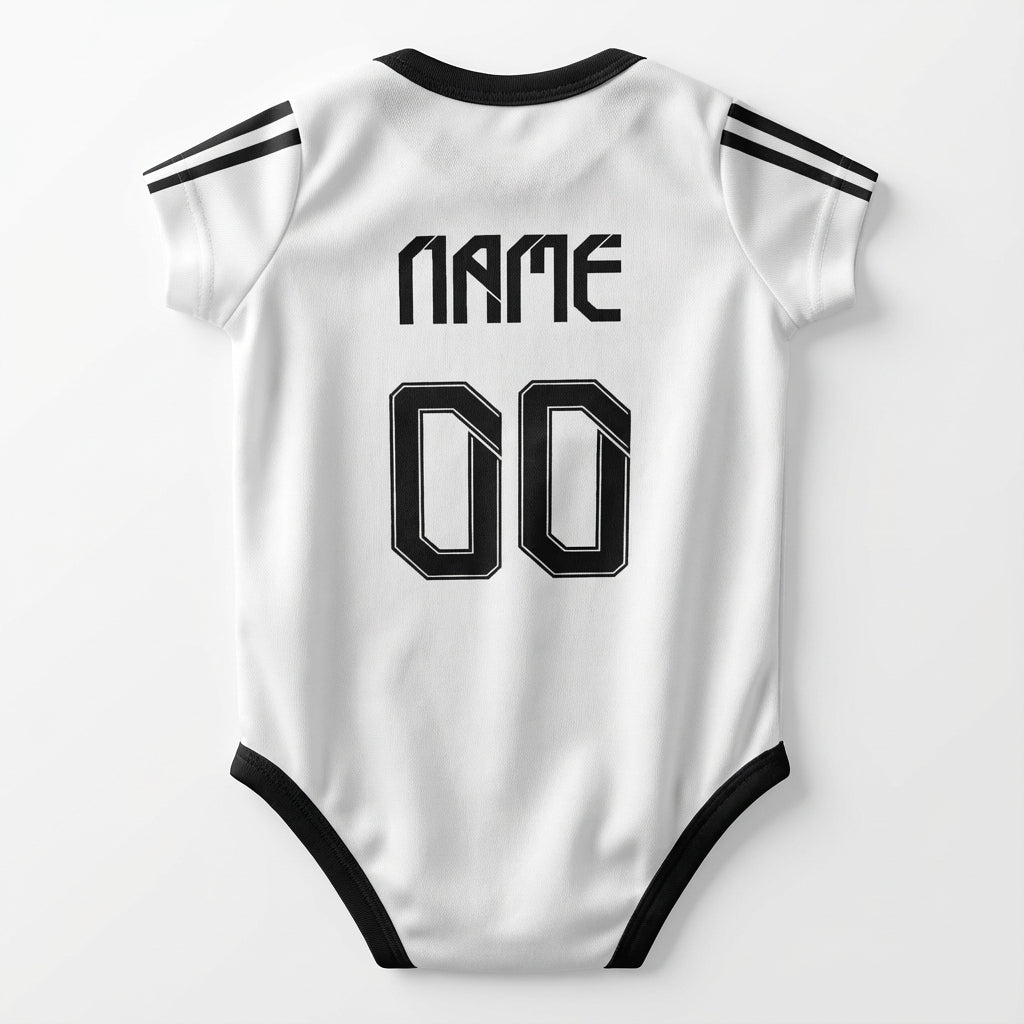 Real Madrid Baby Bodysuit 24/25 - back shot of a real madrid personalzied baby onesie bodysuit | Dash Racegear