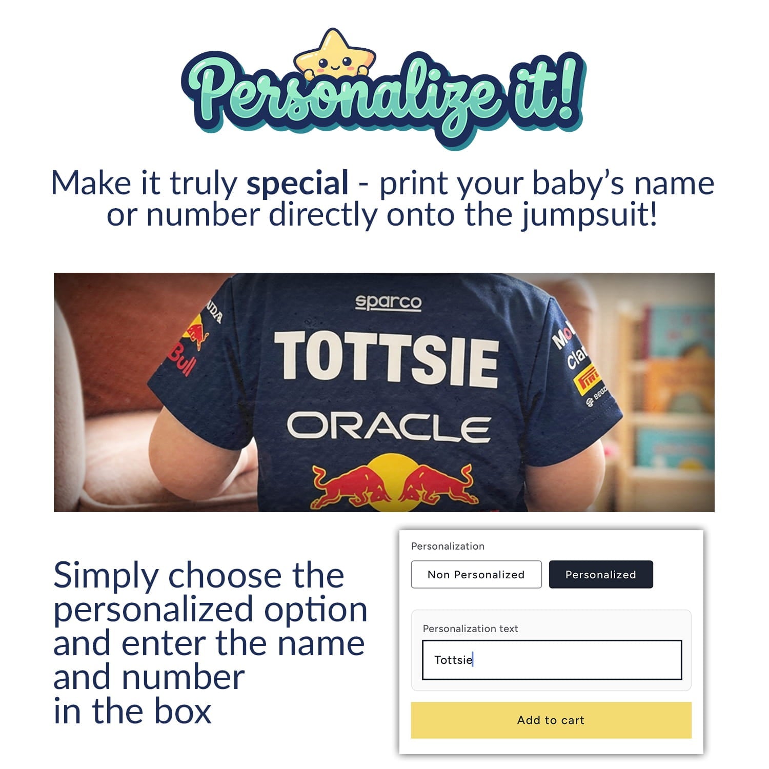 Red Bull Baby Bodysuit Onesie 2025 - personalzation instruction for a red bull baby onesie bodysuit | Dash Racegear