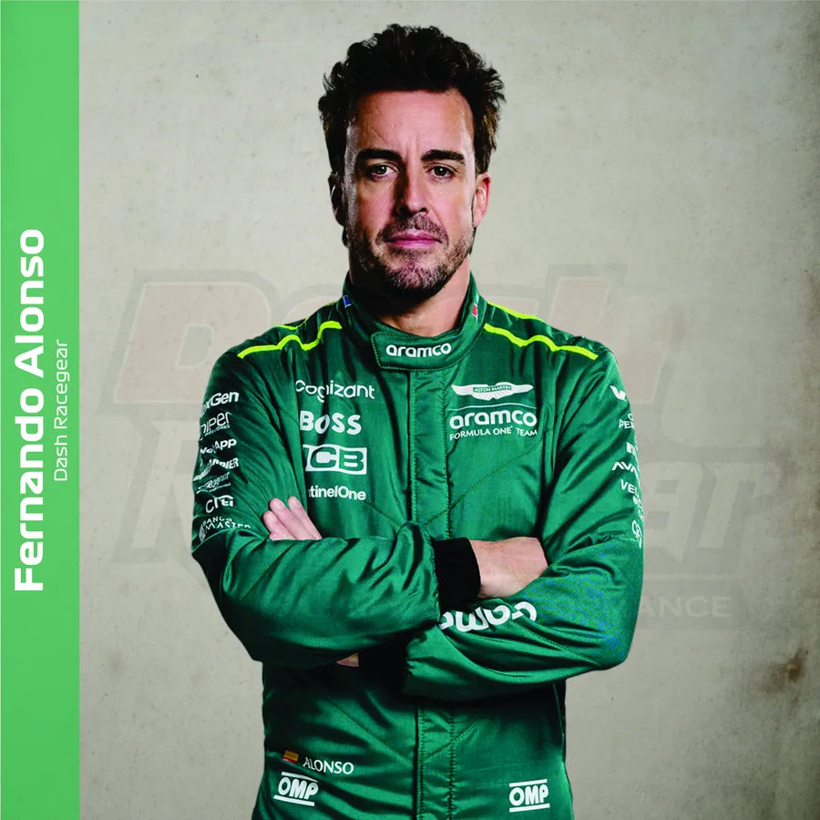 Fernando Alonso in British racing green featured with the champion-inspired suit collection