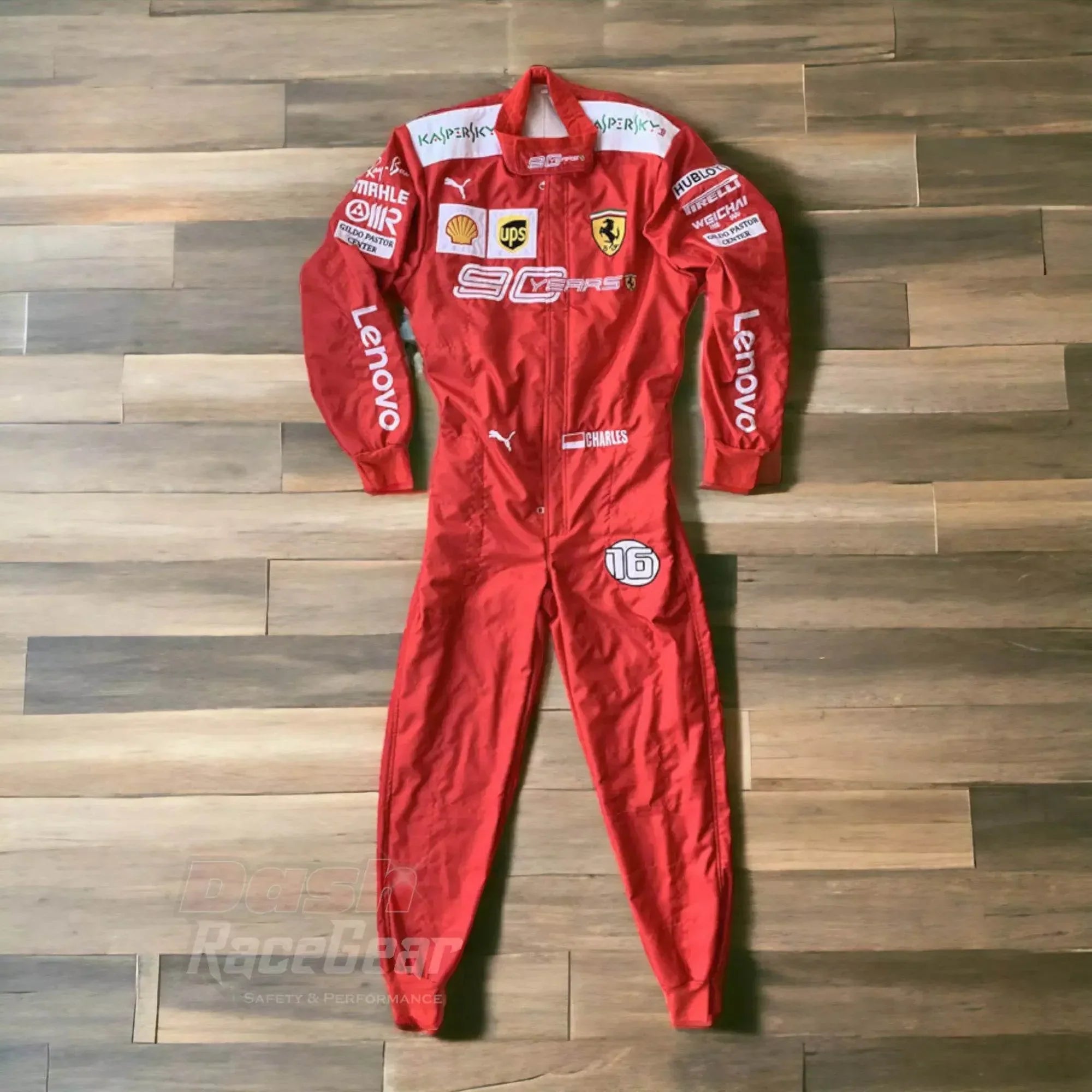 2019 Charles Leclerc Scuderia Ferrari 90 Years Embroided Racing Suit DASH RACEGEAR