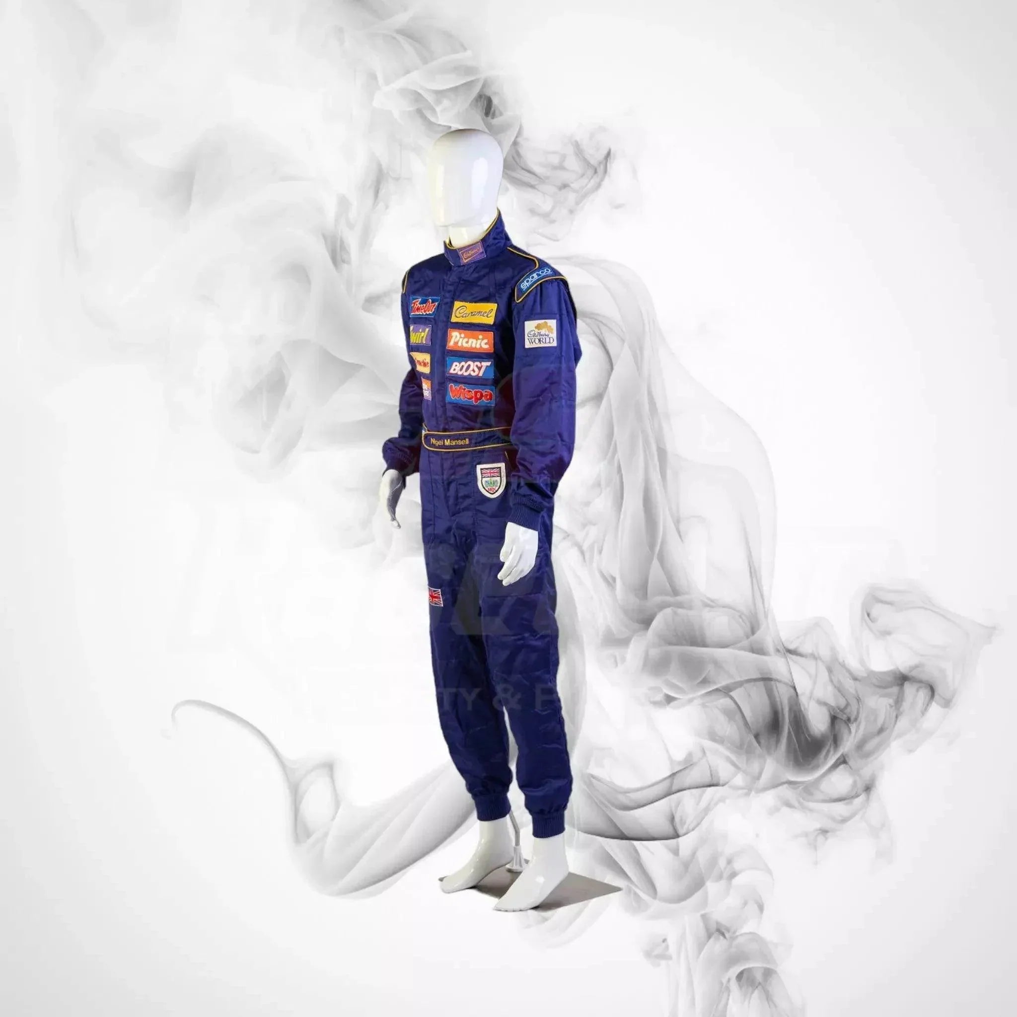 1995 ‘race the ace’ cadbury's chocolate sparco nigel mansell’s race suit