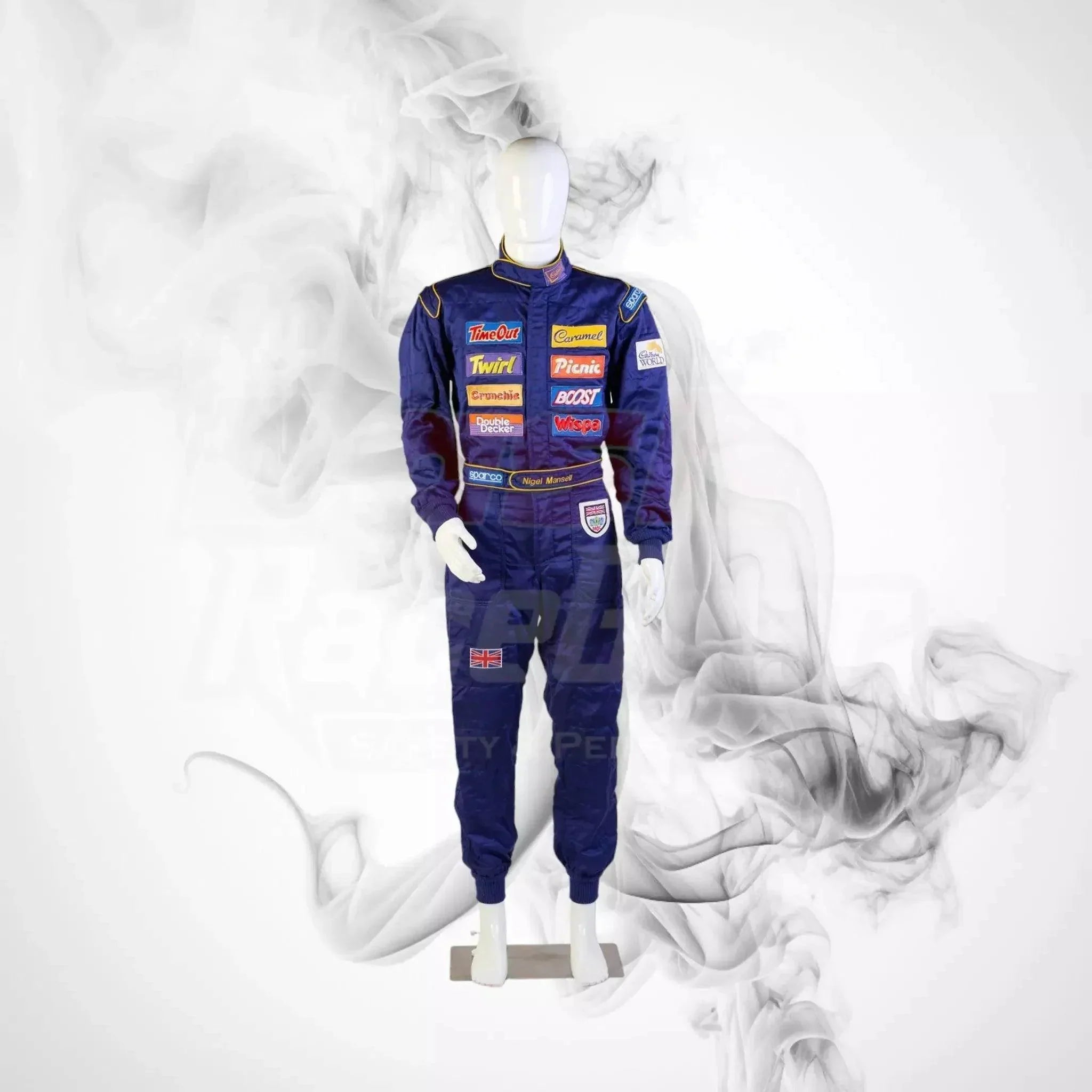 1995 ‘race the ace’ cadbury's chocolate sparco nigel mansell’s race suit