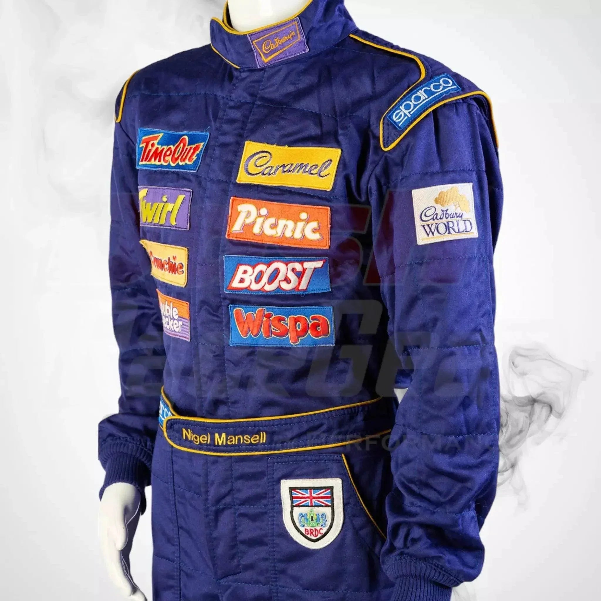 1995 ‘race the ace’ cadbury's chocolate sparco nigel mansell’s race suit