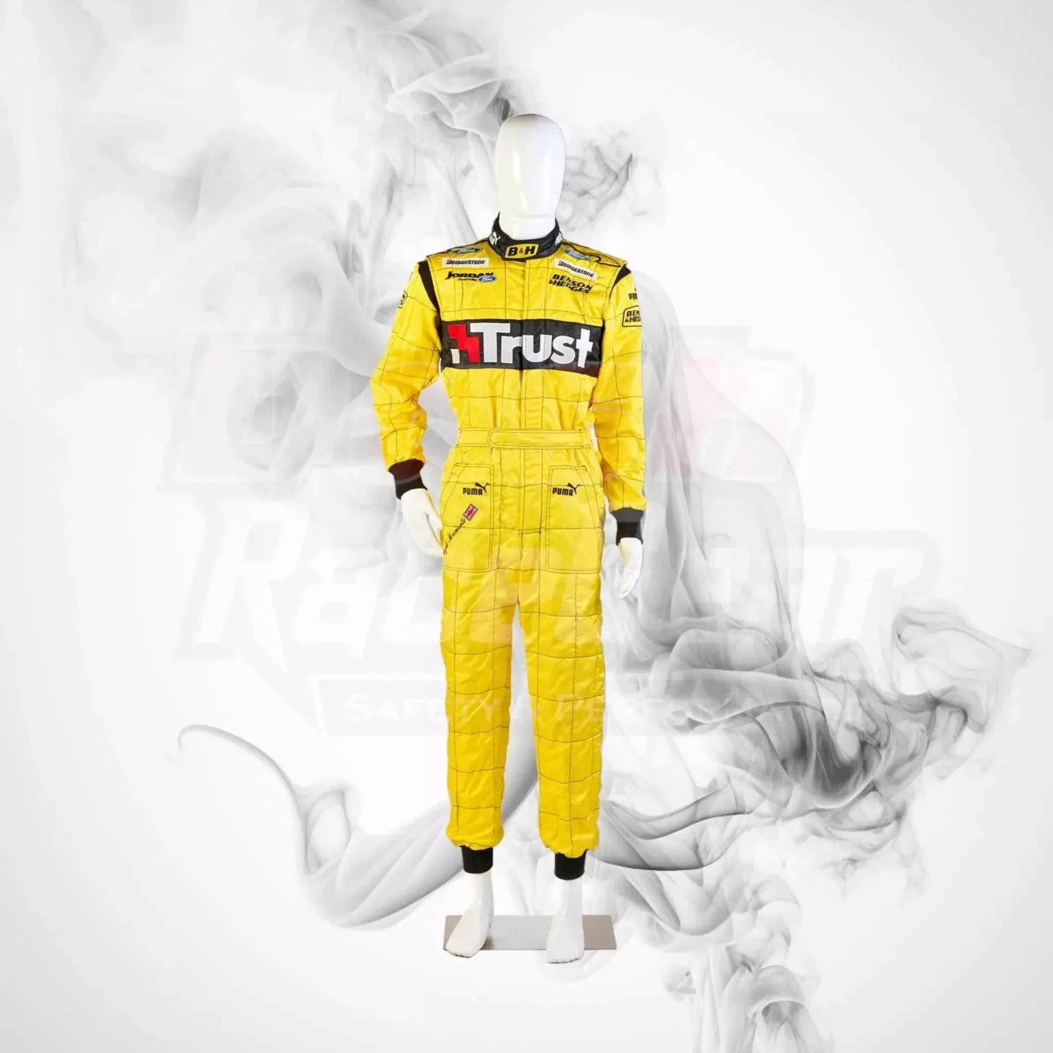2004 jordan ford benson & hedges sparco formula 1 nigel mansell’s race suit 2004 jordan ford benson & hedges sparco formula 1 nigel mansell’s race suit
